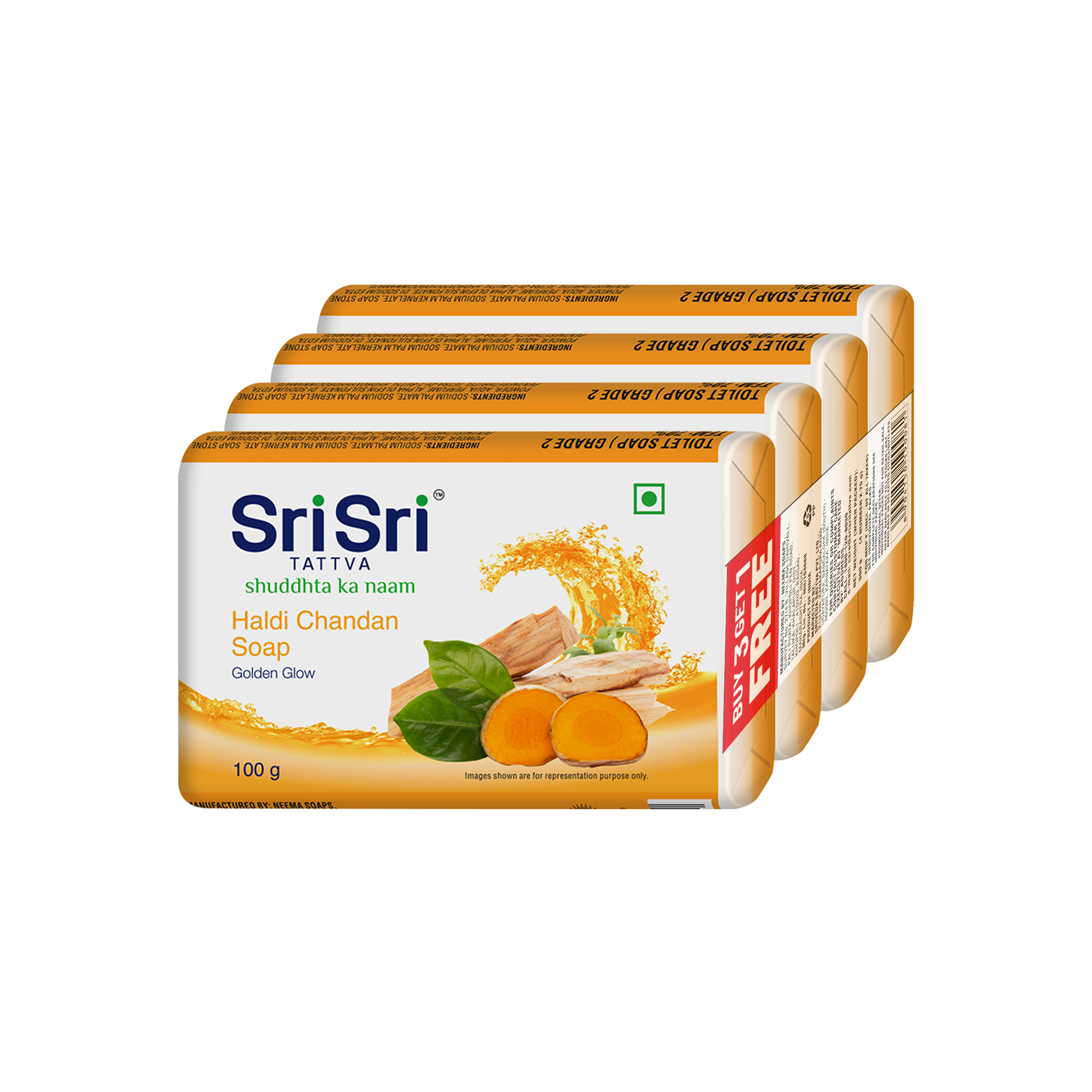 Haldi Chandan Soap | For A Golden Glow | Buy 3 Get 1 Free | 100 g Each