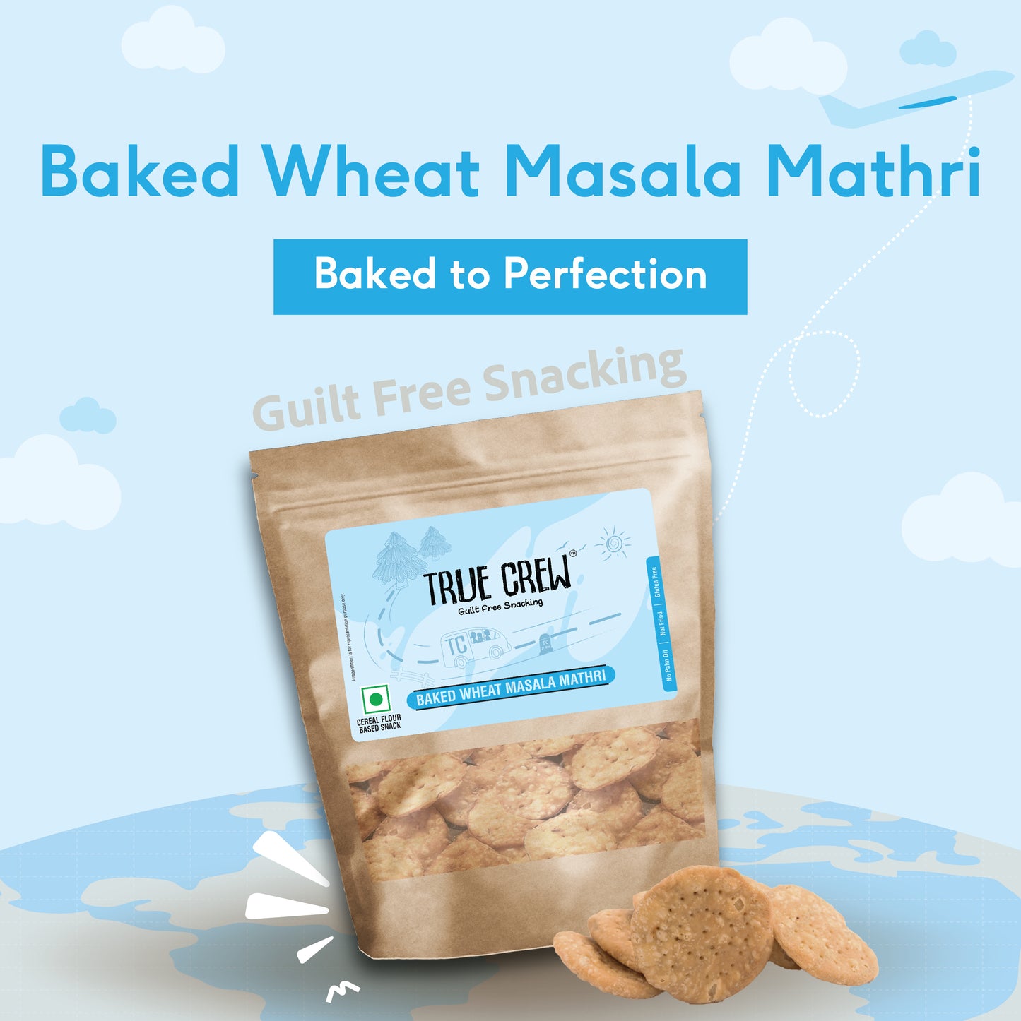 TRUE CREW - Baked Wheat Masala Mathri, 100 g