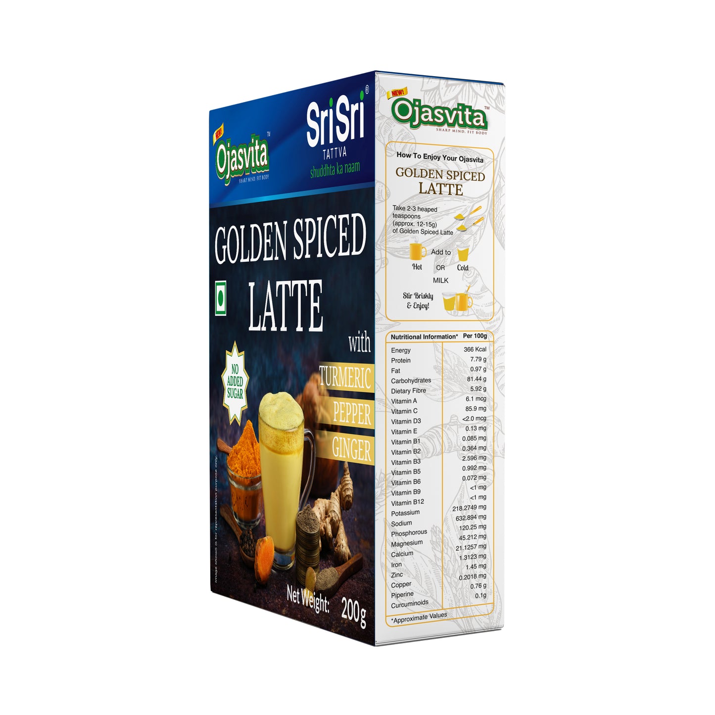 Golden Spiced Latte Ojasvita with Turmeric, Pepper and Ginger, 200 g