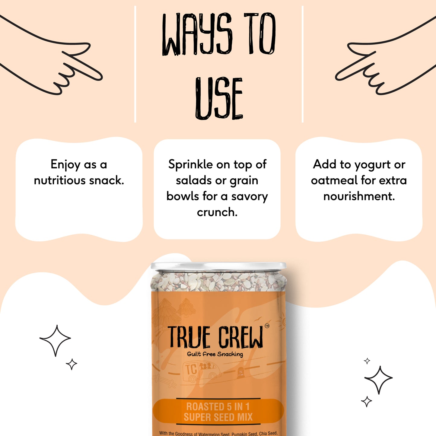 TRUE CREW Roasted 5 in 1 Super Seed Mix Bottle 200 g