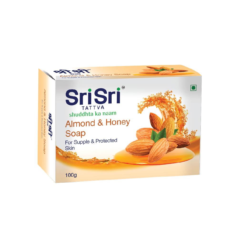 Almond Honey Soap - For Supple & Protected Skin, 100g - Sri Sri Tattva