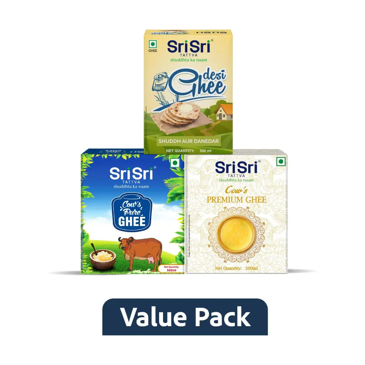 Cow's Pure Ghee, Cow's Premium Ghee & Desi Ghee | 500 ml X Pack Of 3 | Value Pack