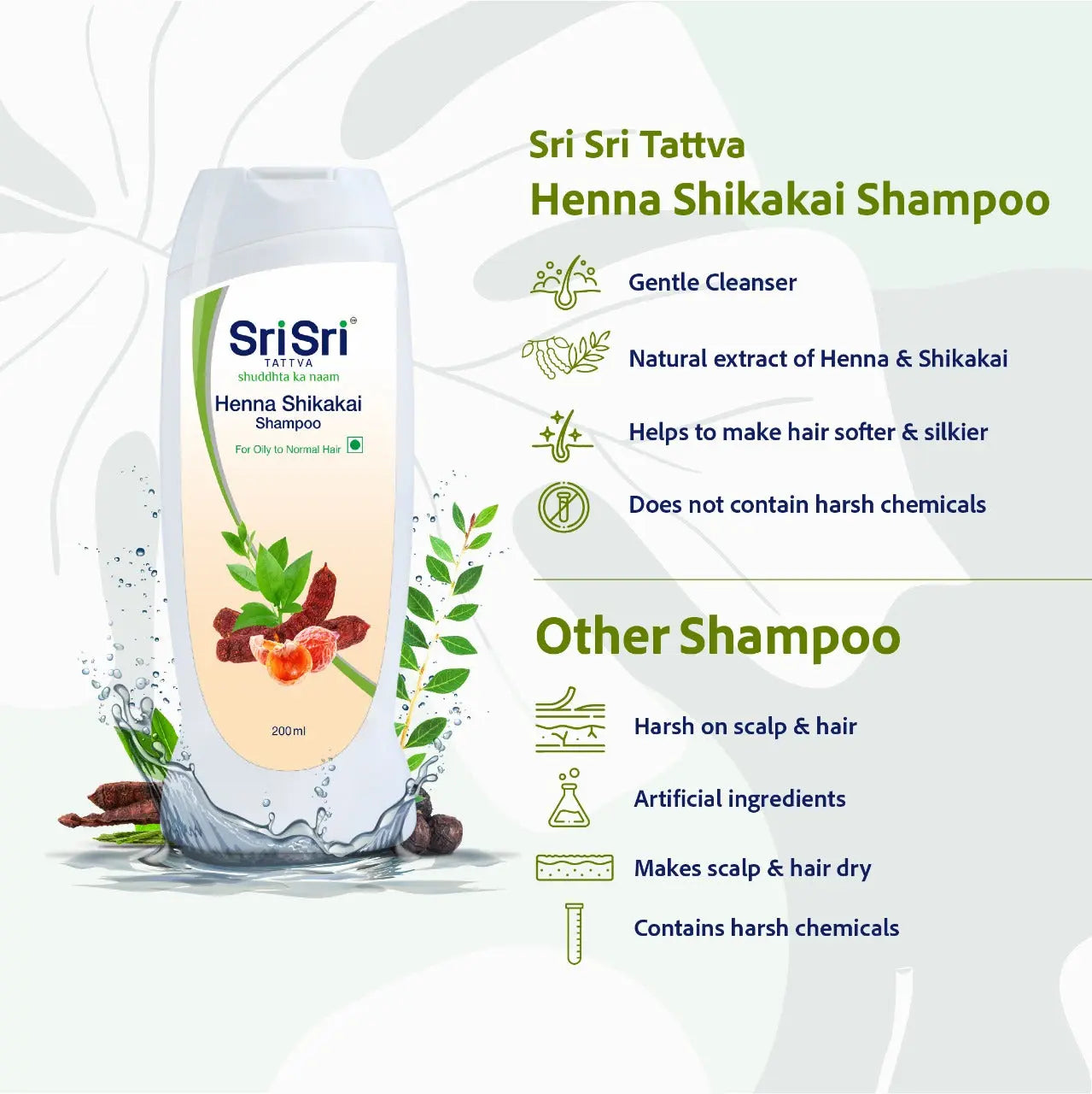 Henna Shikakai Shampoo - For Silky Smooth & Conditioned Hair, 200 ml