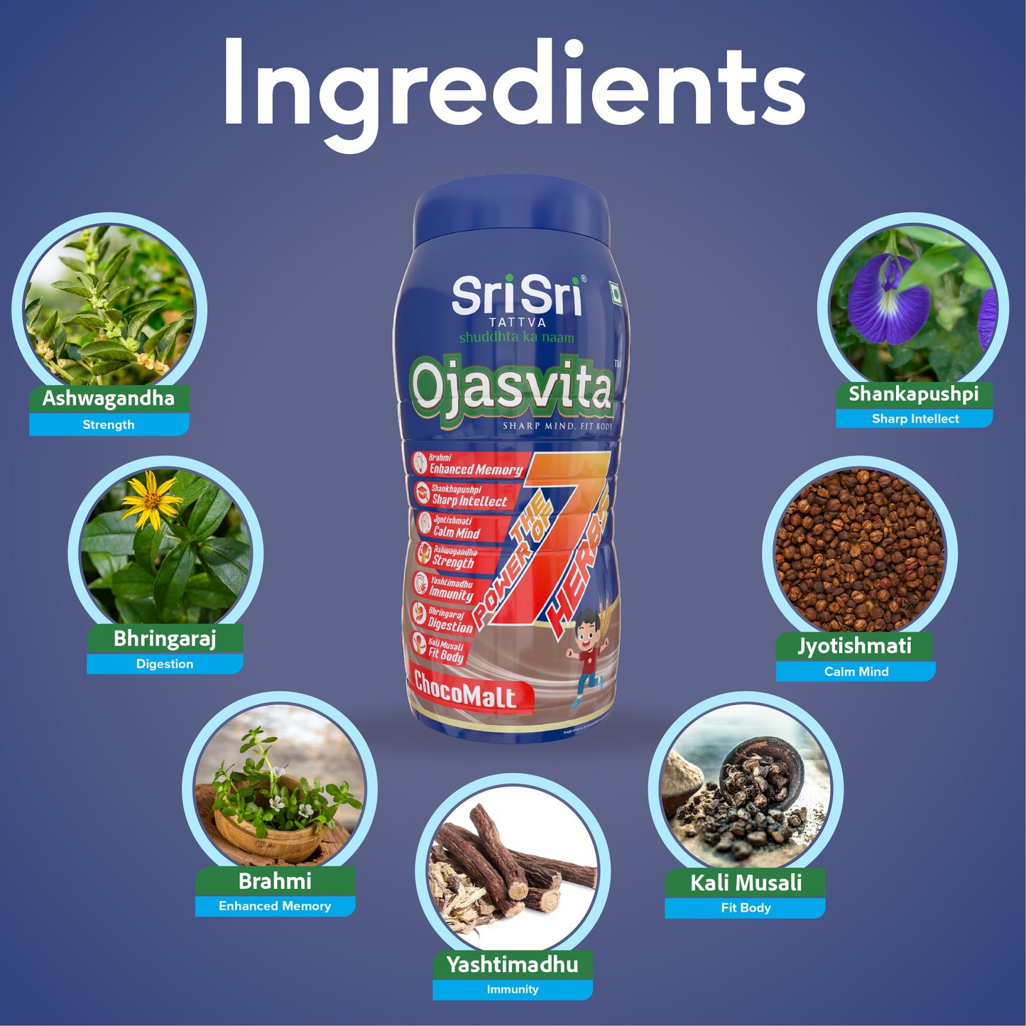 ChocoMalt Ojasvita - Sharp Mind & Fit Body |  Herbal Drink | 500 g, Pet Jar