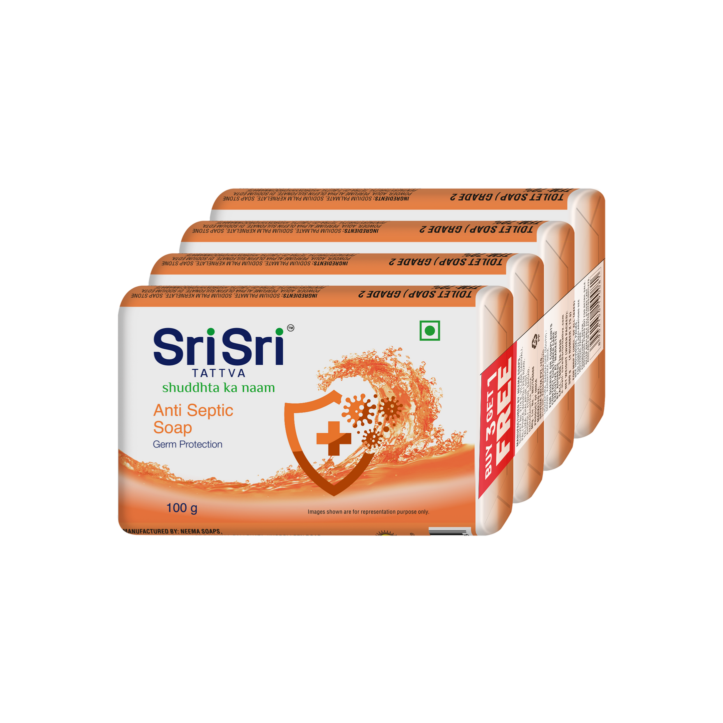 Anti Septic Soap | For Germ Protection | Buy 3 Get 1 Free | 100 g Each