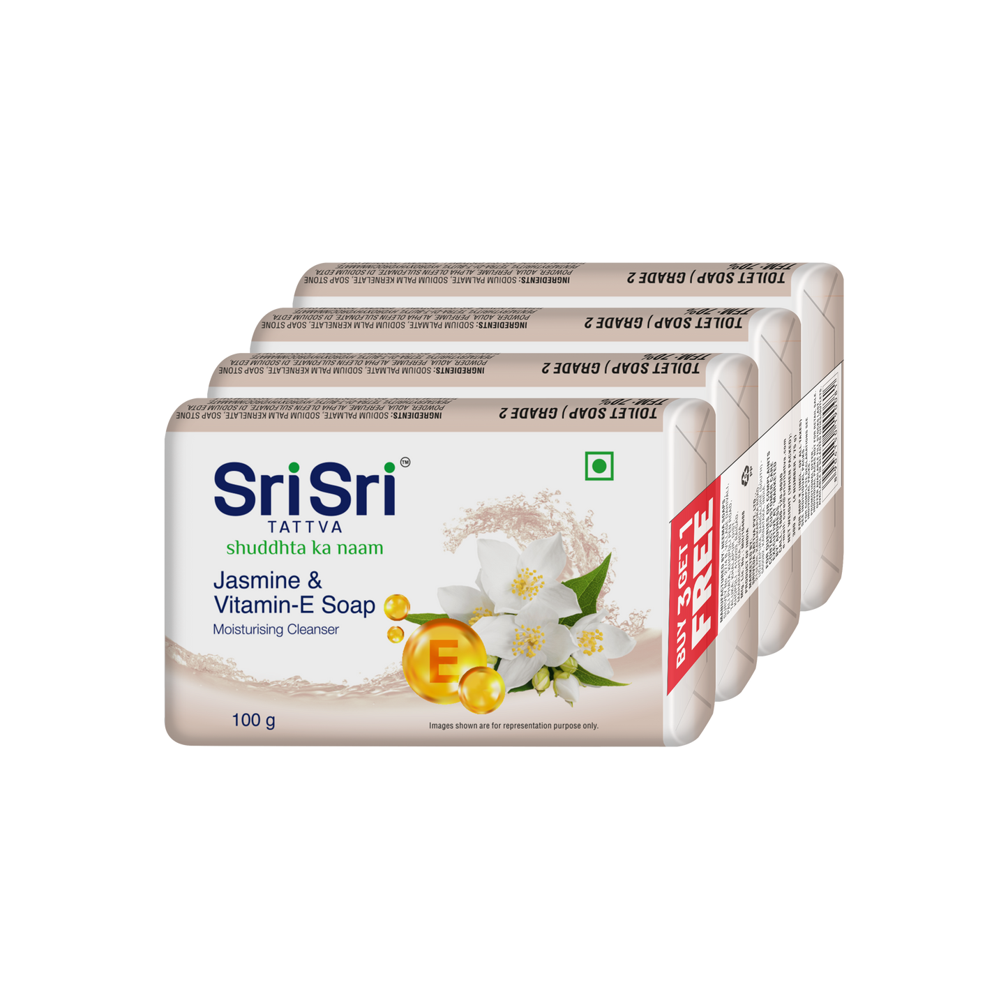 Jasmine & Vitamin E Soap | A Moisturising Cleanser | Buy 3 Get 1 Free | 100 g Each