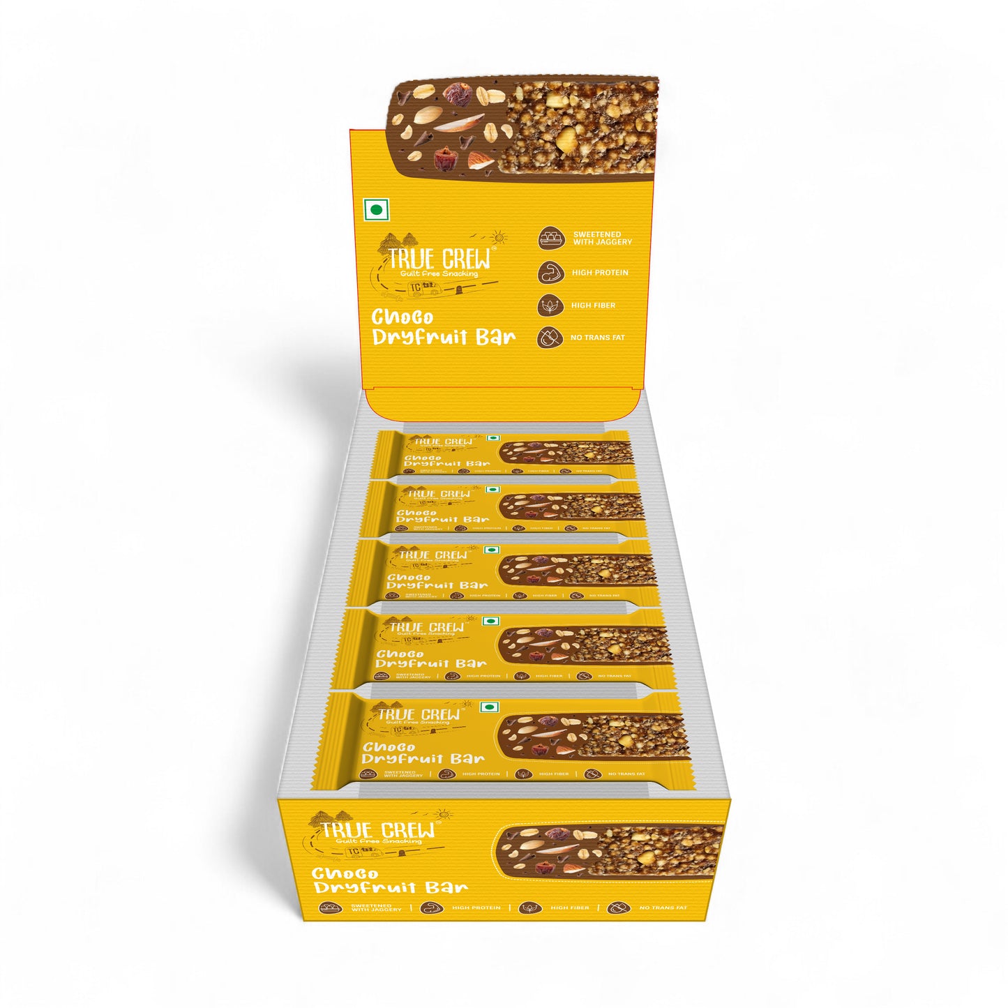 TRUE CREW - Choco Dryfruit Bar, 25 g Each (Pack of 10)