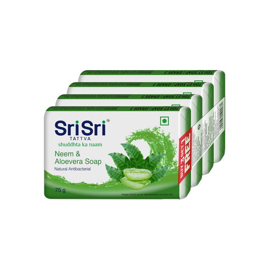 Neem & Aloevera Soap | Natural Antibacterial | Buy 3 Get 1 Free | 75 g Each