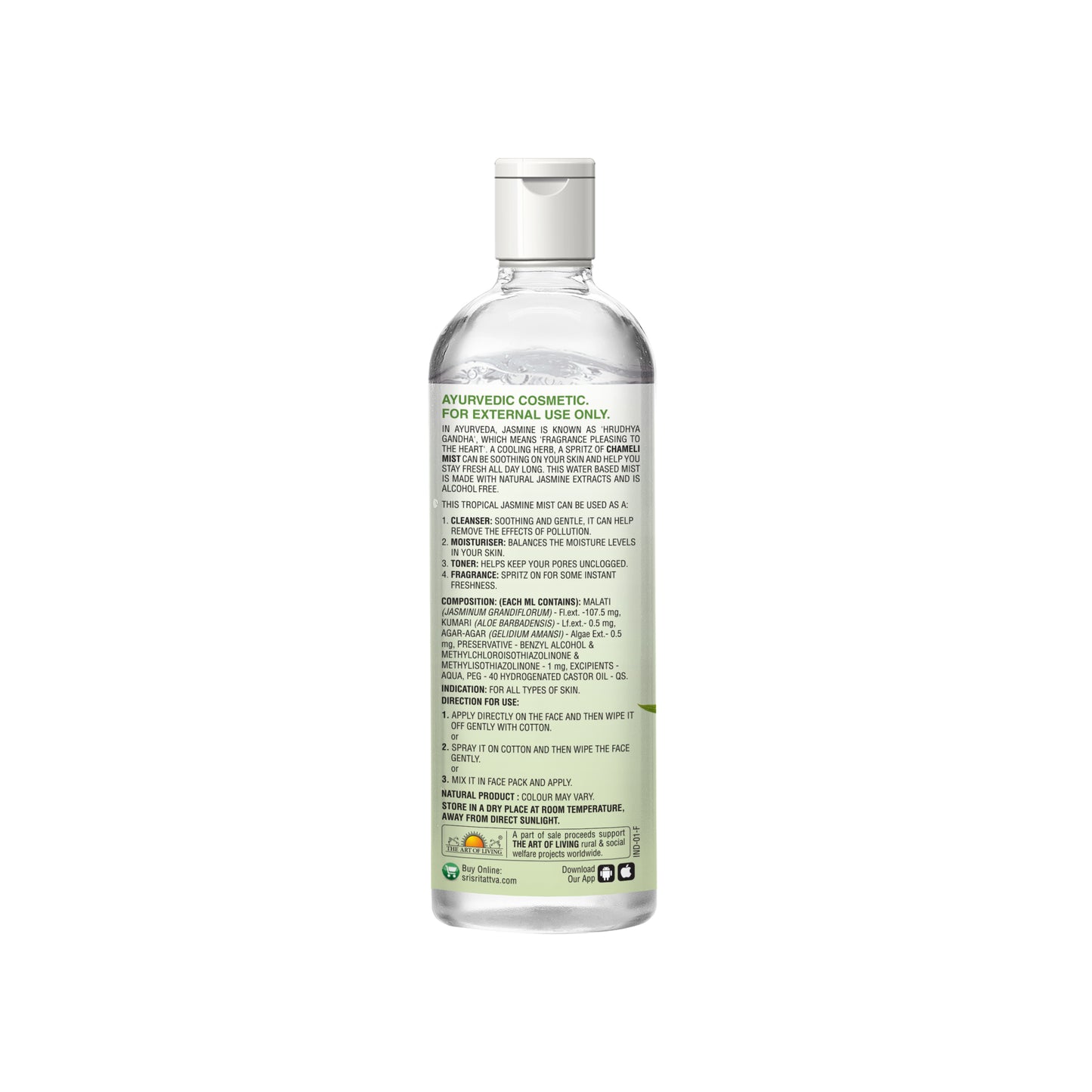 Chameli - Tropical Jasmine Mist | Keep Your Skin Calm And Refreshed | Cleanser, Moisturiser, Toner, Fragrance | Flip Top Bottle | 100 ml