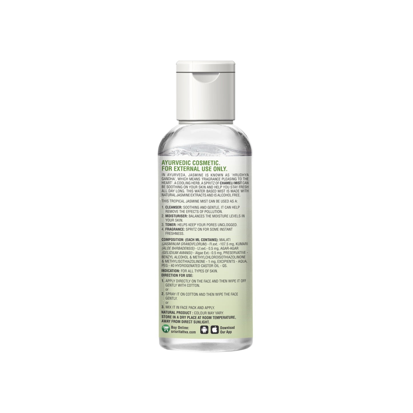 Chameli - Tropical Jasmine Mist | Keep Your Skin Calm And Refreshed | Cleanser, Moisturiser, Toner, Fragrance | Flip Top Bottle | 30 ml