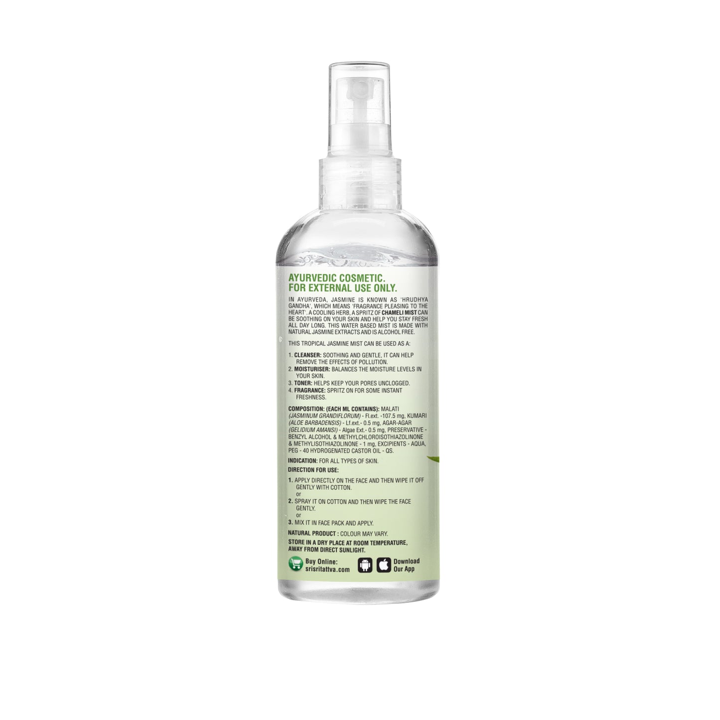 Chameli - Tropical Jasmine Mist | Keep Your Skin Calm And Refreshed | Cleanser, Moisturiser, Toner, Fragrance | Spray Bottle | 50 ml
