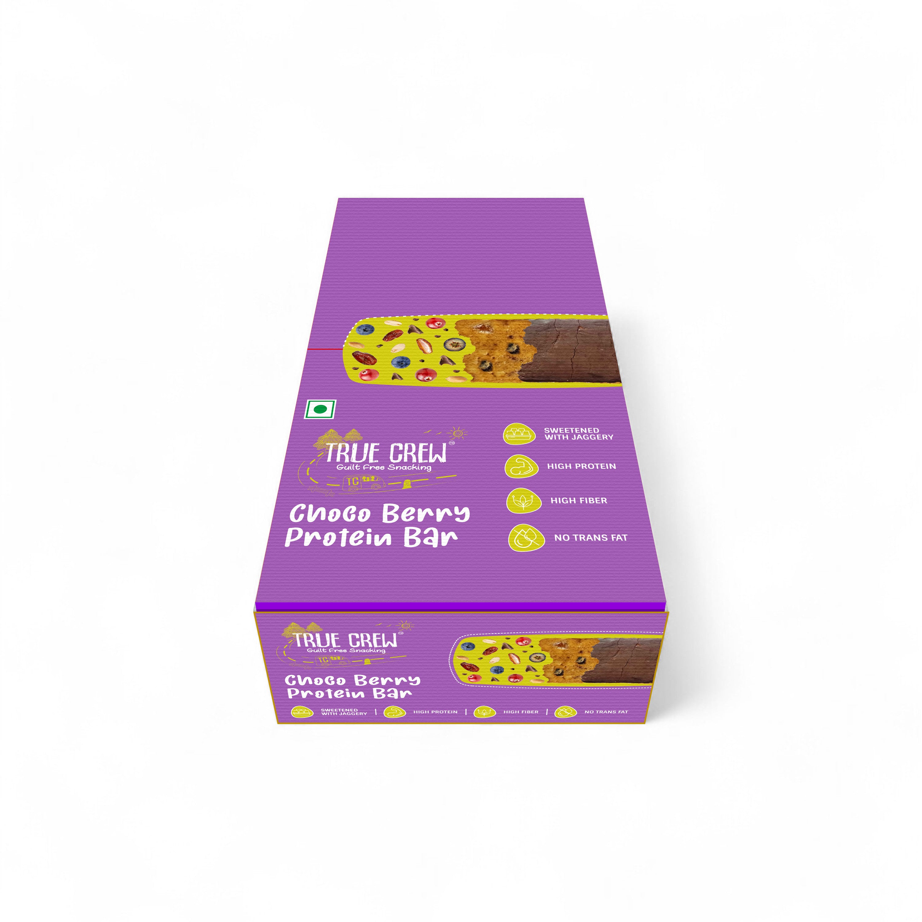 TRUE CREW - Choco Berry Protein Bar, 25 g Each (Pack of 10)