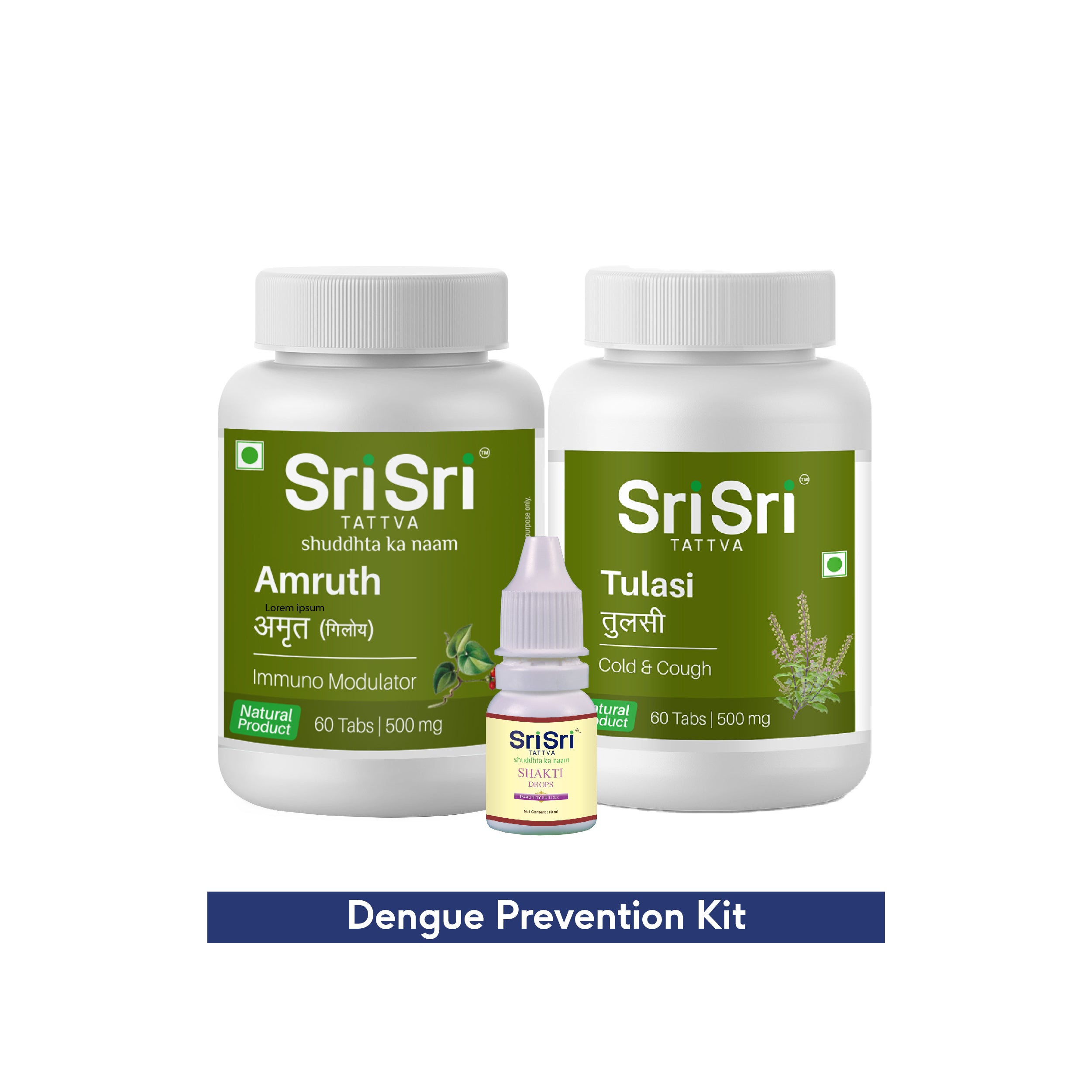 Dengue Prevention Kit (Amruth Tabs + Tulasi Tabs + Shakti Drops)