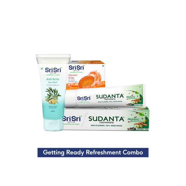 Getting Ready Refreshment Combo (Sudanta Toothpaste, Glycerin Soap,  Anti Acne Face Wash )