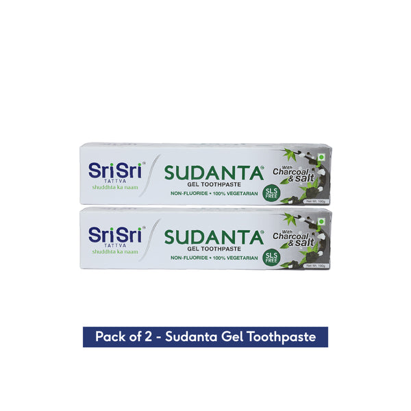Sudanta Gel Toothpaste - With Charcoal & Salt. SLS Free. Non - Fluoride - 100% Vegetarian, 100 g - Pack of 2