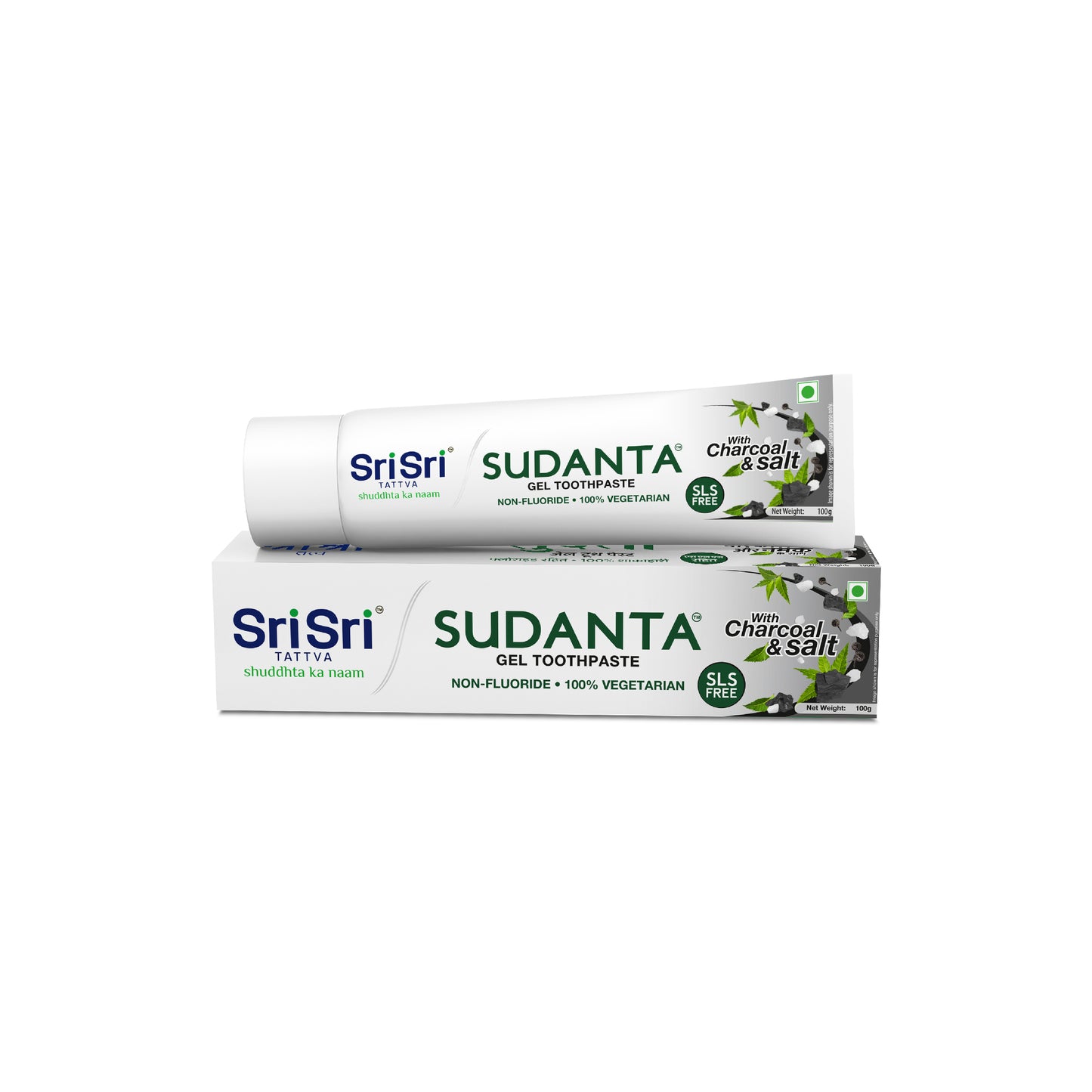 Sudanta Gel Toothpaste - With Charcoal & Salt. SLS Free. Non - Fluoride - 100% Vegetarian, 100 g