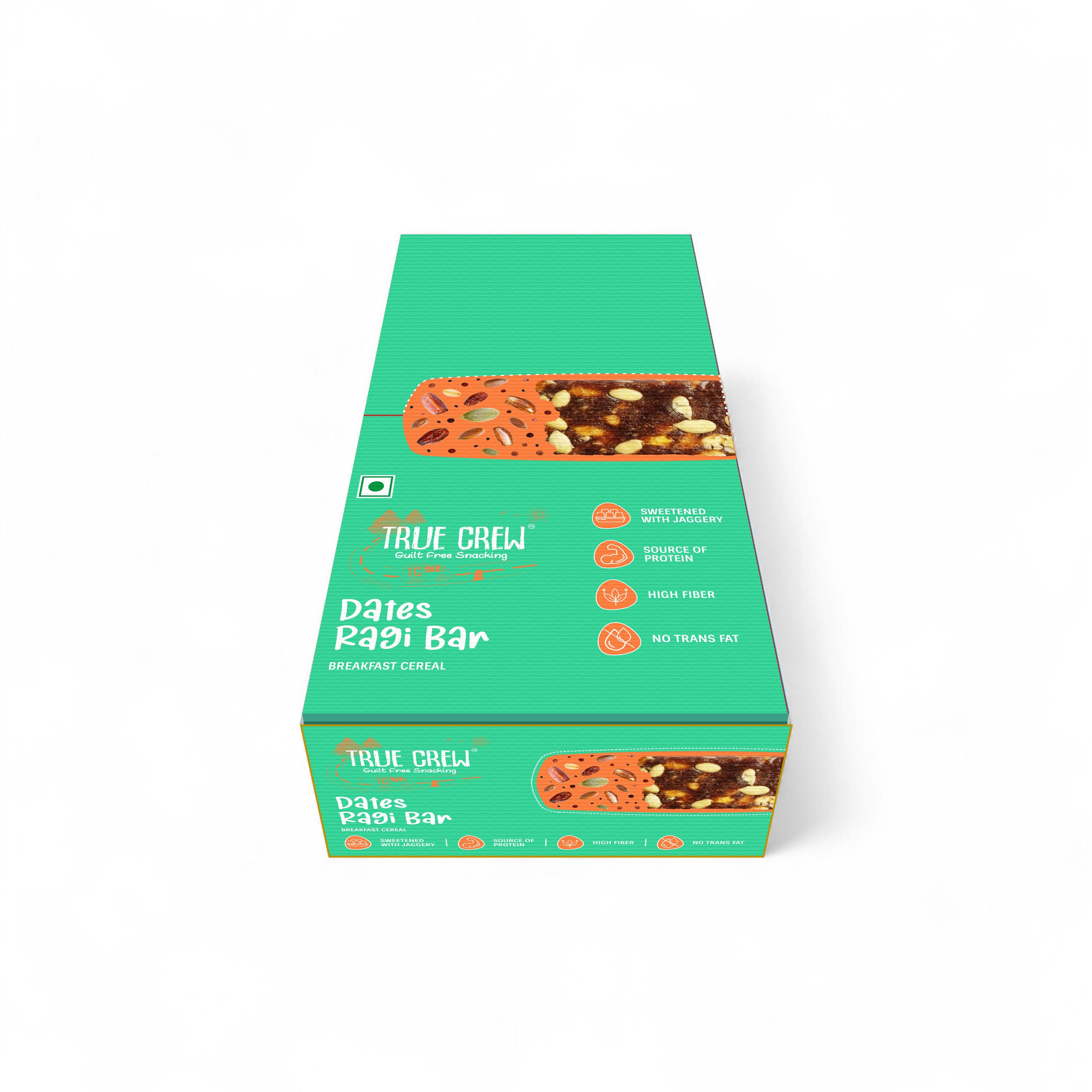 TRUE CREW - Dates Ragi Bar, 25 g Each (Pack of 10)