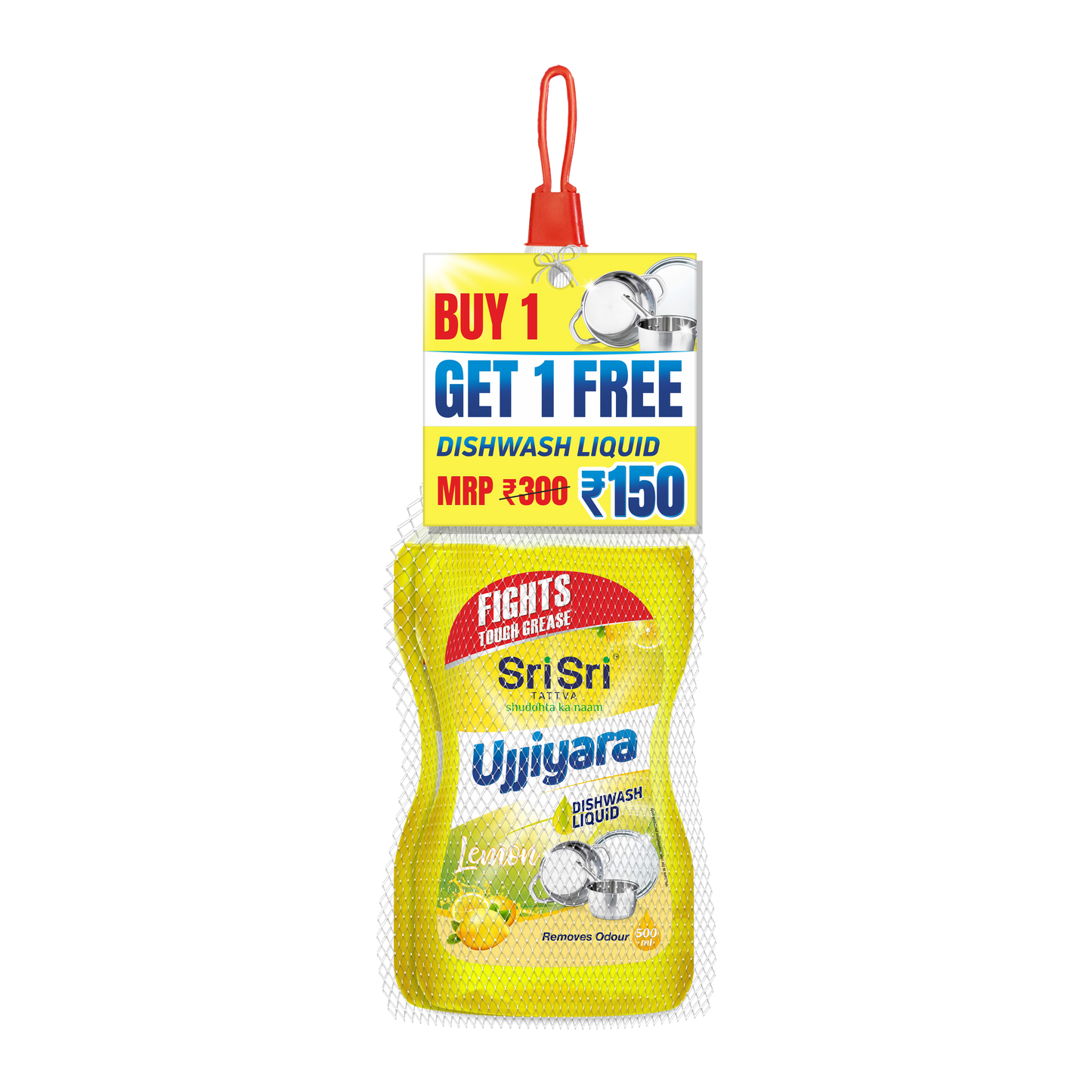 Ujjiyara Liquid Dishwash Lemon - Removes Odour, 500 ml (Buy 1 Get 1)