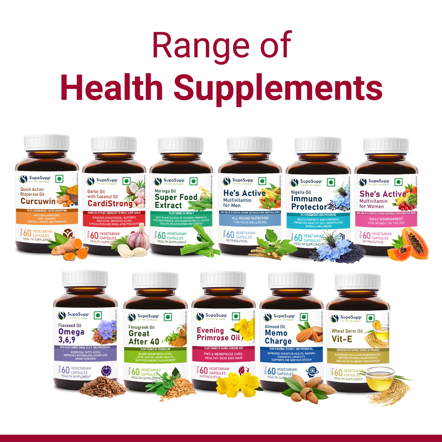 SupaSupp Evening Primrose Oil - Women's Health | Plant Source Of Gamma-Linolenic Acid | Health Supplement | 60 Veg Cap, 500 mg