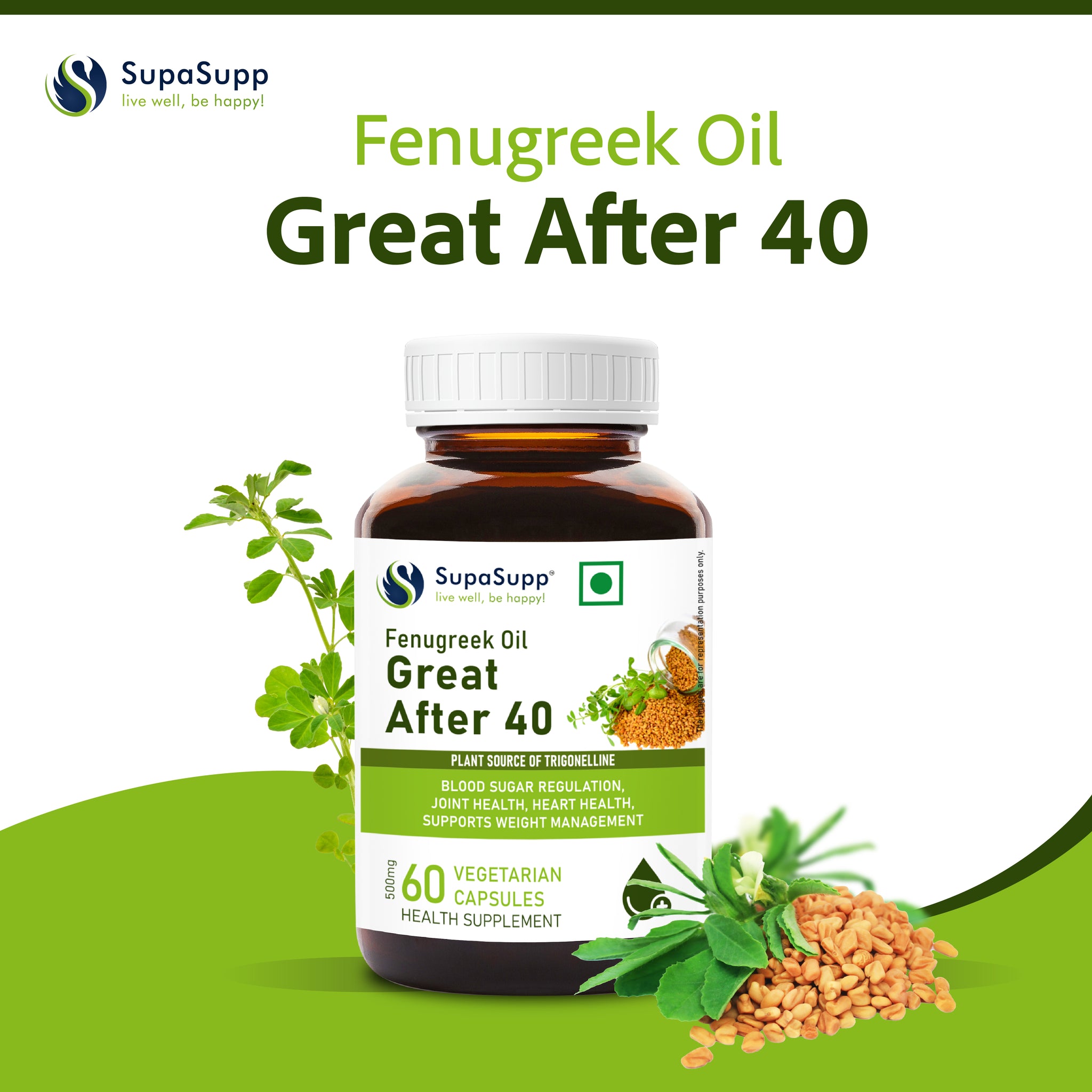 SupaSupp Fenugreek Oil Great After 40 Blood Sugar Regulation, Joint