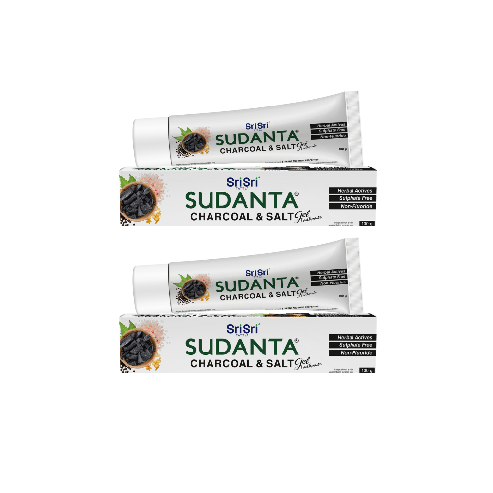 Sudanta Gel Toothpaste With Charcoal & Salt | SLS Free | Non - Fluoride | 100% Vegetarian, 100 g | Pack of 2