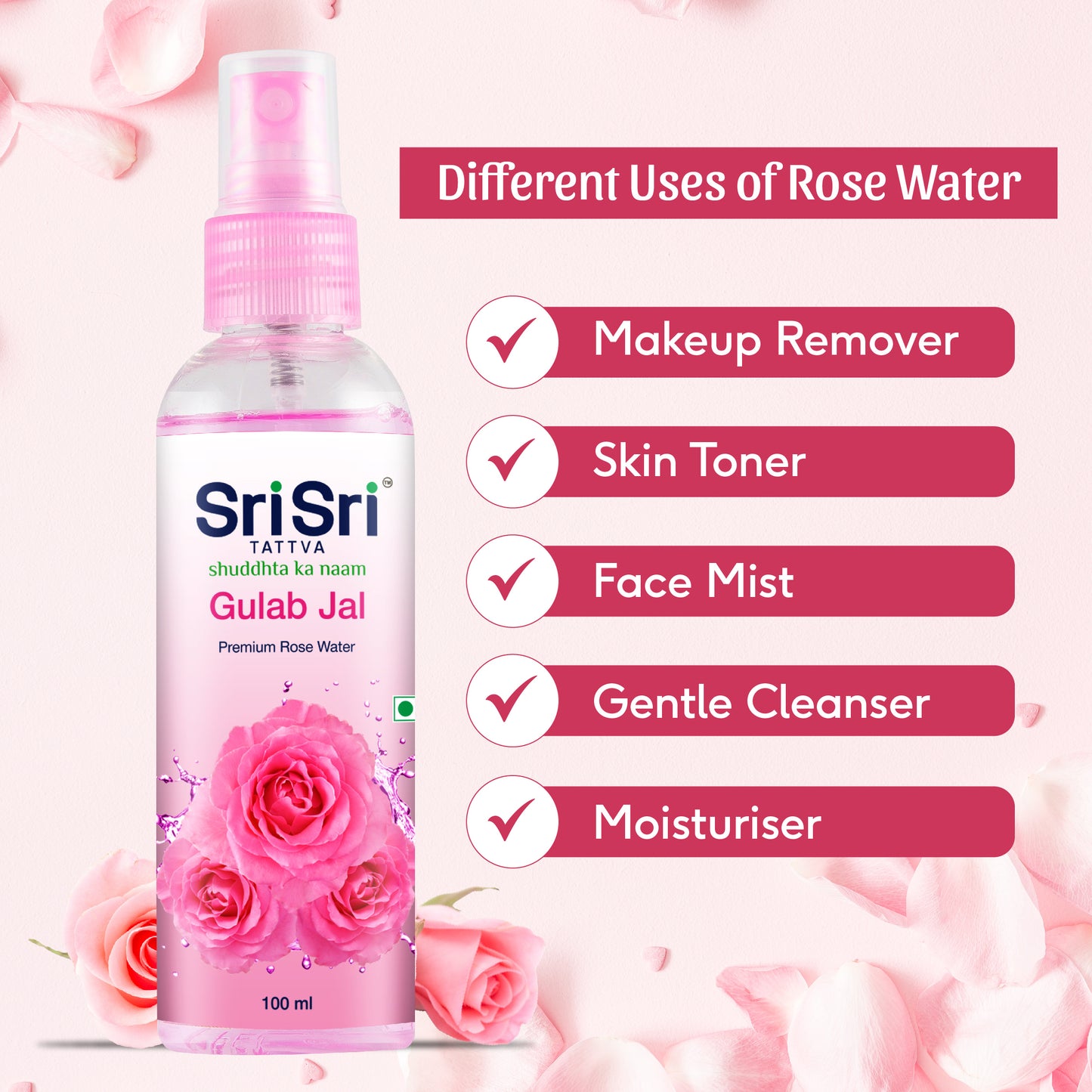 Gulab Jal - Premium Rose Water | Toner Cleanser Moisturizer | Spray Bottle | 100 ml