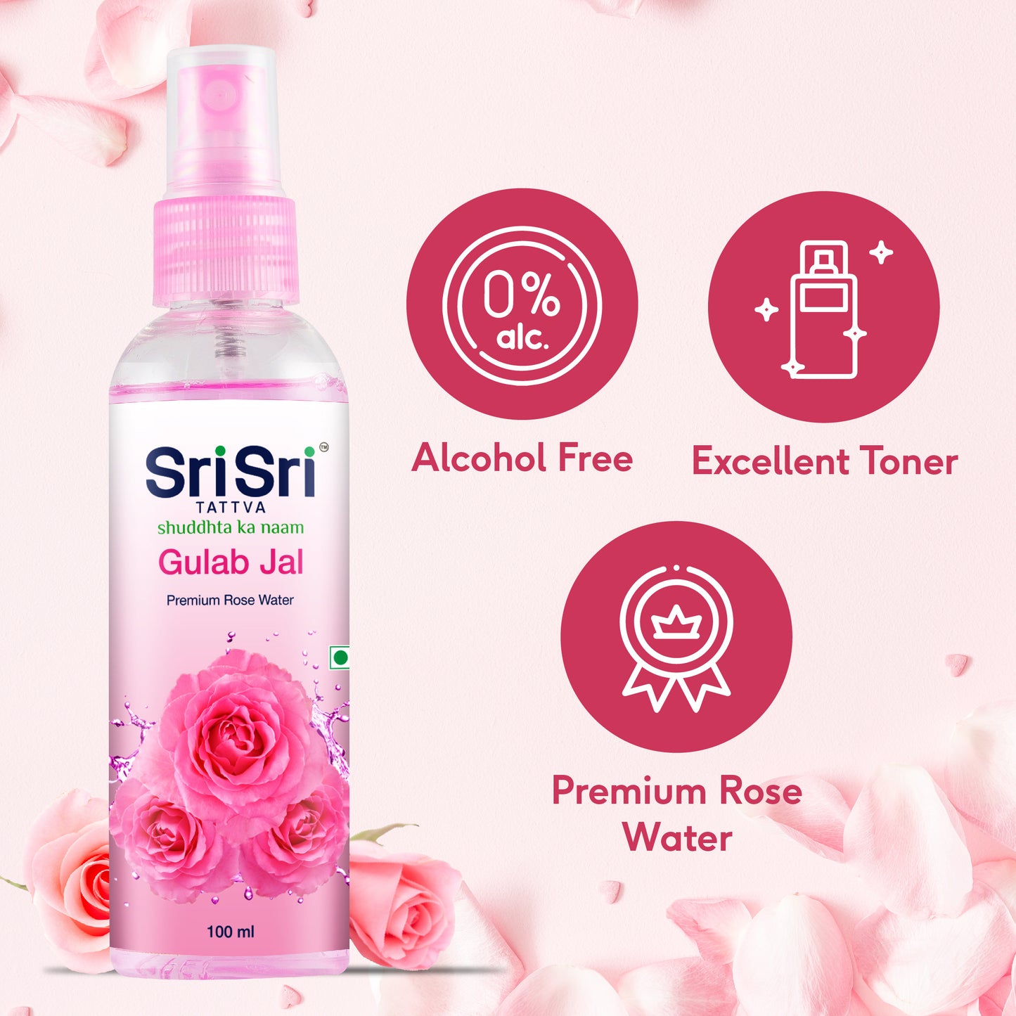 Gulab Jal - Premium Rose Water | Toner Cleanser Moisturizer | Spray Bottle | 100 ml