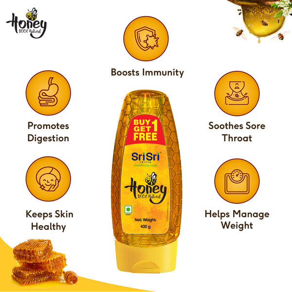 Honey - 100% Natural & Pure, No sugar adulteration, 400 g (Buy 1 Get 1 Free)