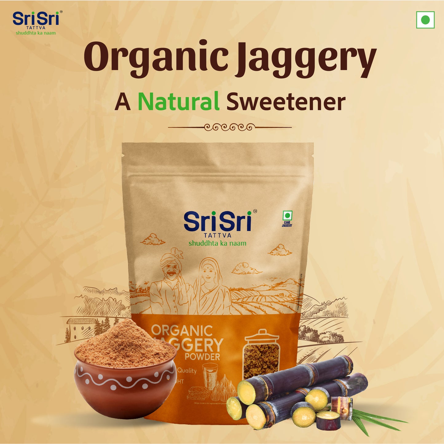 Organic Jaggery, 500 g (Powdered Form)