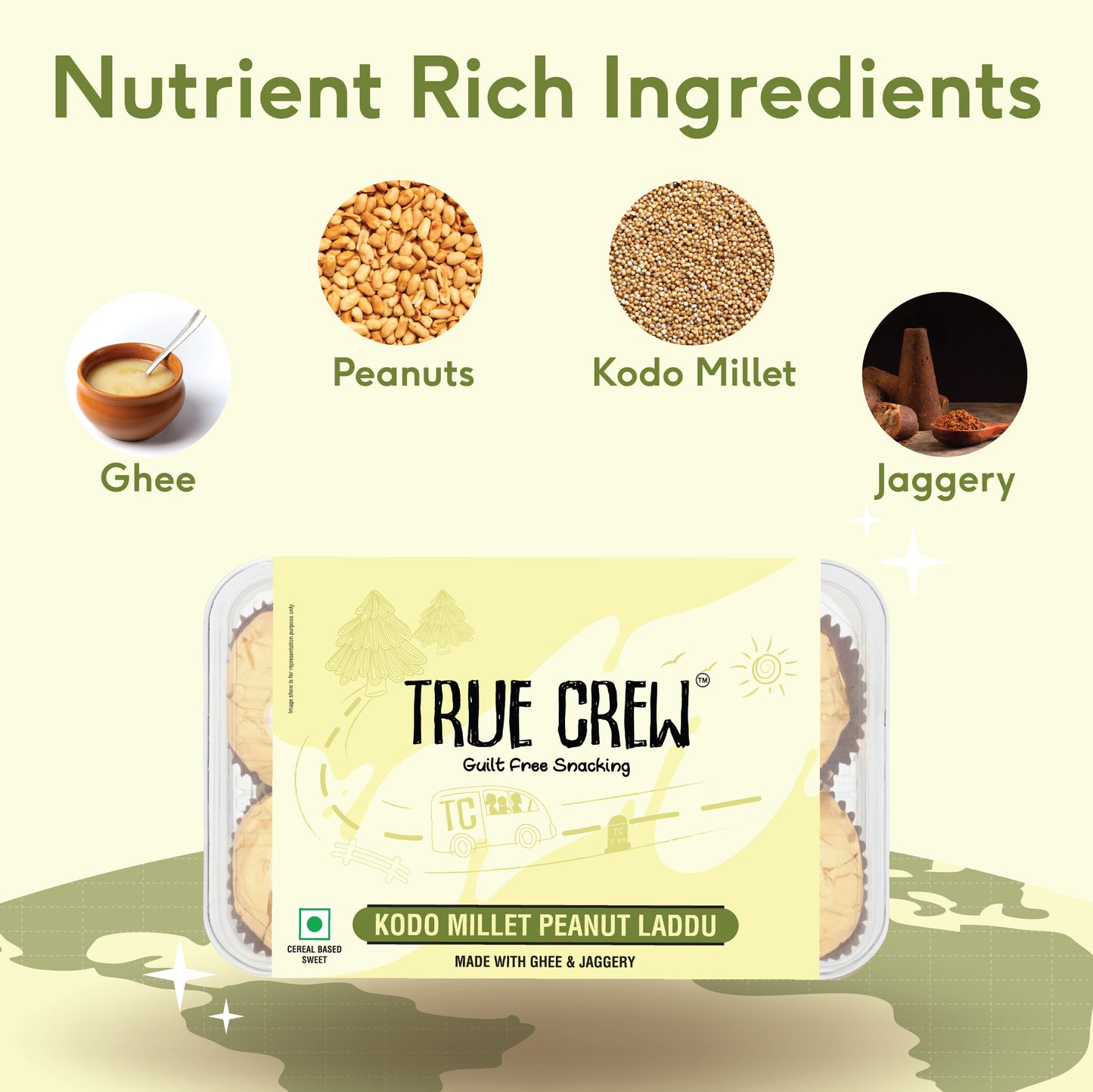 TRUE CREW - Kodo Millet Peanut Laddu, 180 g