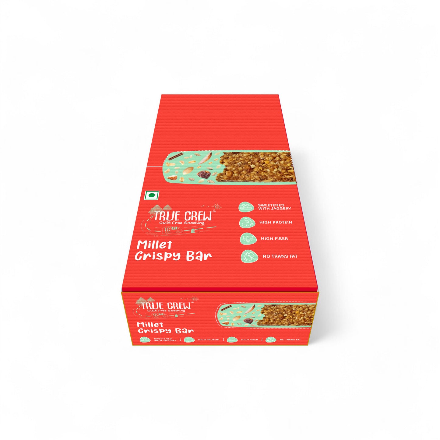 TRUE CREW - Millet Crispy Bar, 25 g Each (Pack of 10)