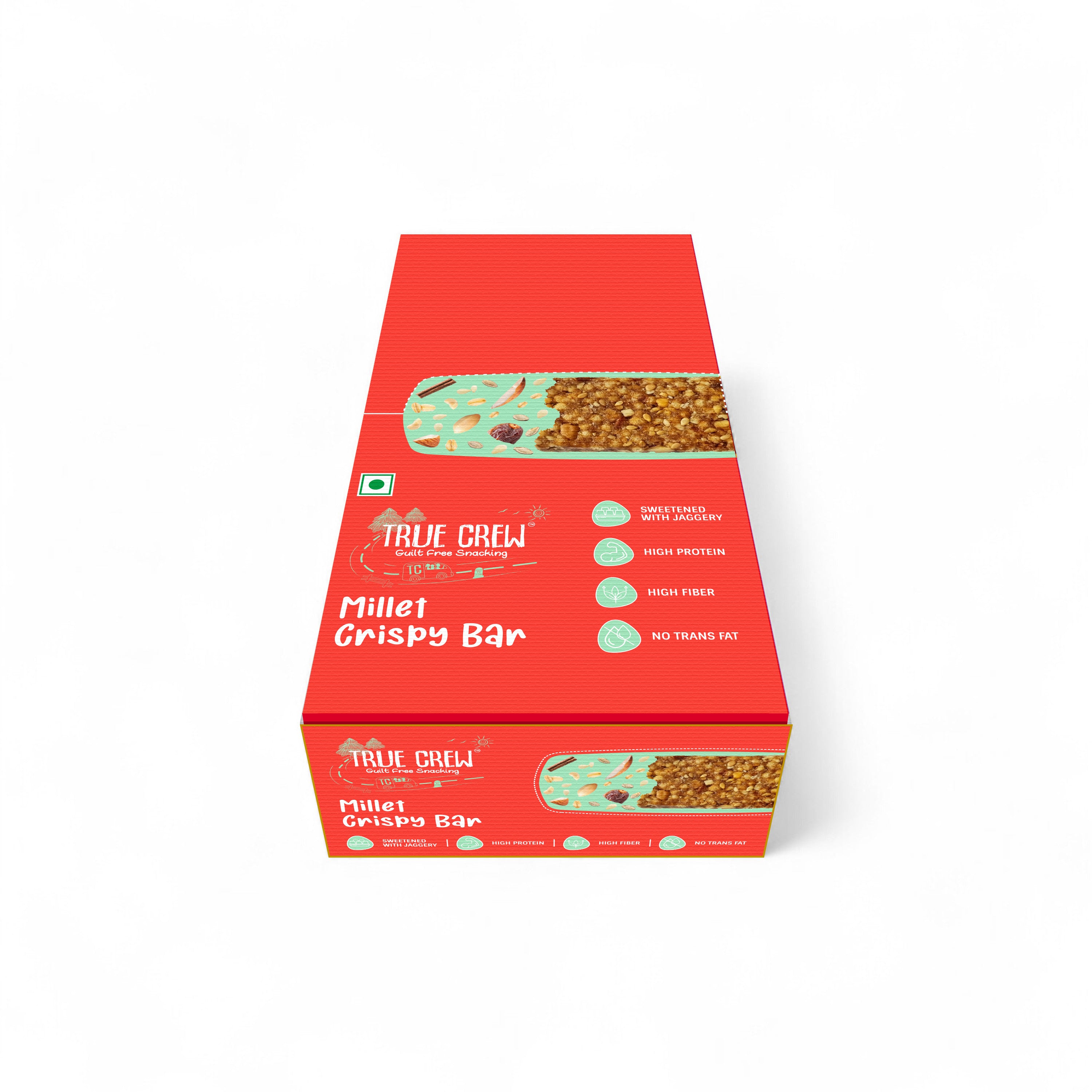 TRUE CREW - Millet Crispy Bar, 25 g Each (Pack of 10)