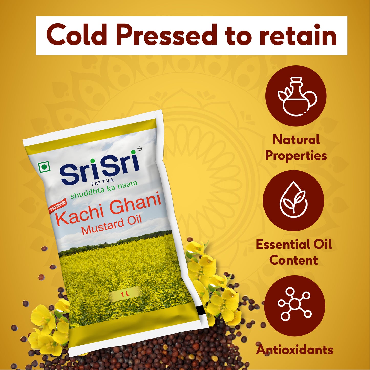 Premium Kachi Ghani Mustard Oil Pouch, 1 L