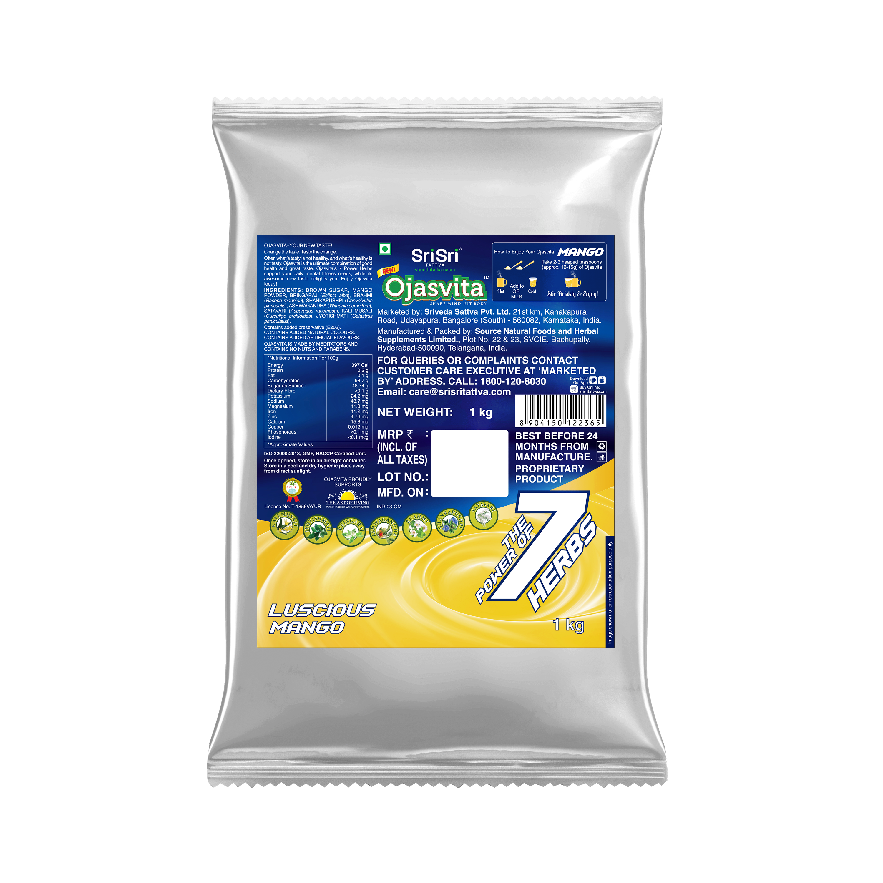 Mango Ojasvita - Sharp Mind & Fit Body , 1 kg (Refill Pack)