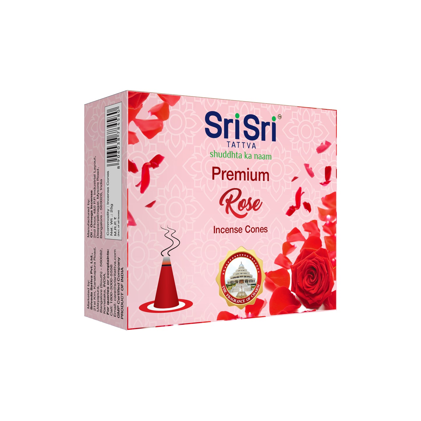 Premium Rose Incense Cones For Pooja | 12 Dhoop Cones | Fragrances – Natural Rose | Free Stand | 25 g