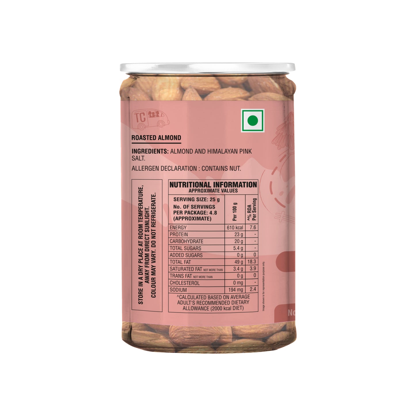 TRUE CREW Roasted Almonds 120 g Jar