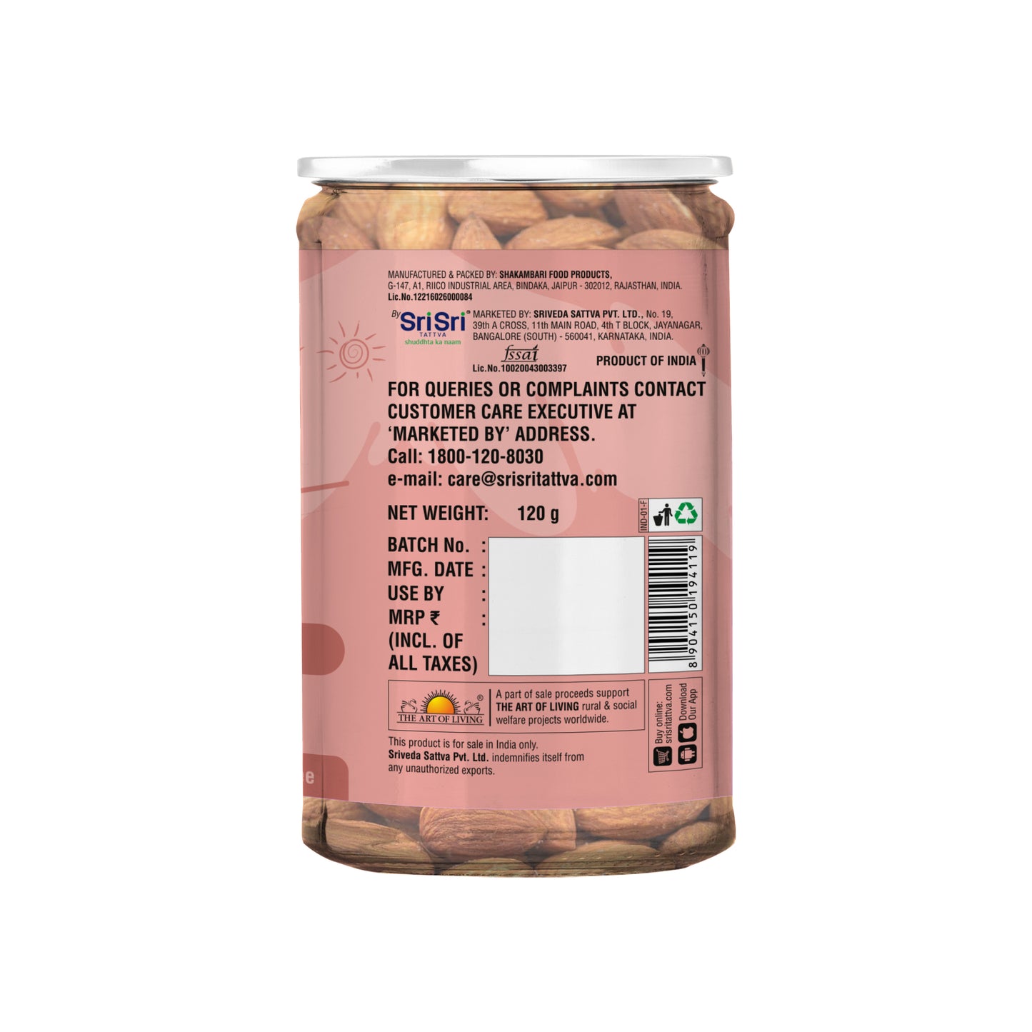 TRUE CREW Roasted Almonds 120 g Jar