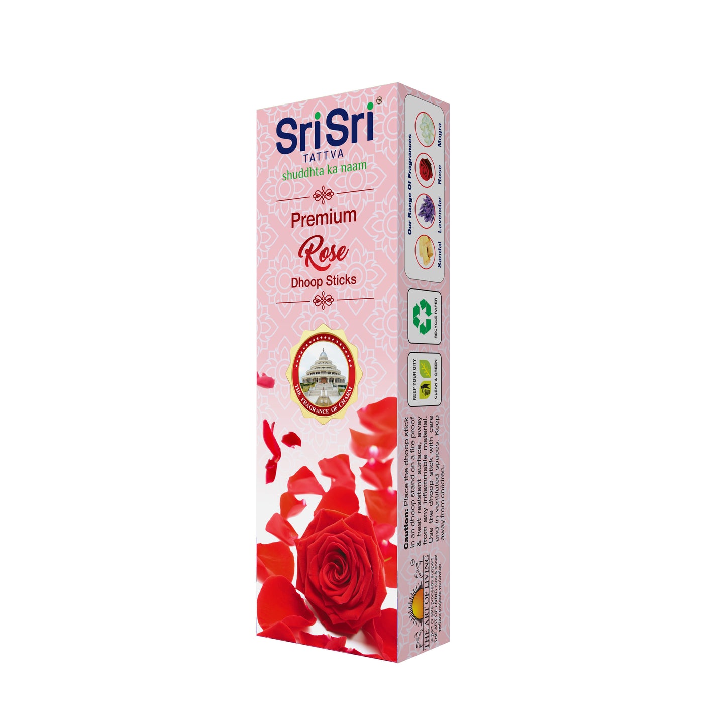 Premium Rose Dhoop Sticks For Pooja | 30 Dhoop Batti / Sticks | Fragrances – Natural Rose | Bamboo-less | Free Stand | 50 g