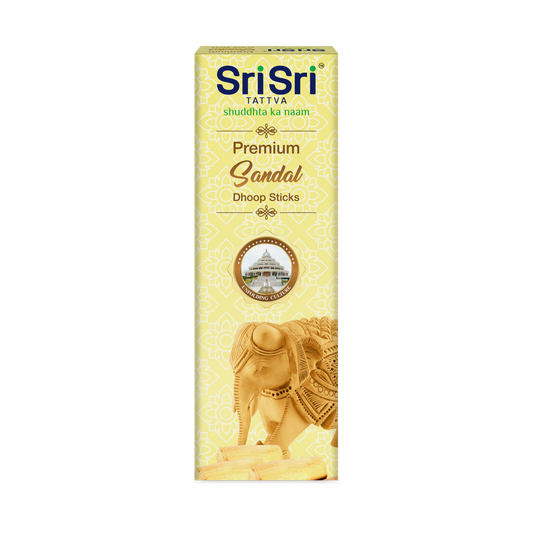 Premium Sandal Dhoop Sticks For Pooja | Dhoop Batti / Sticks | Fragrances – Natural Sandal | Bamboo-less | Free Stand | 50 g