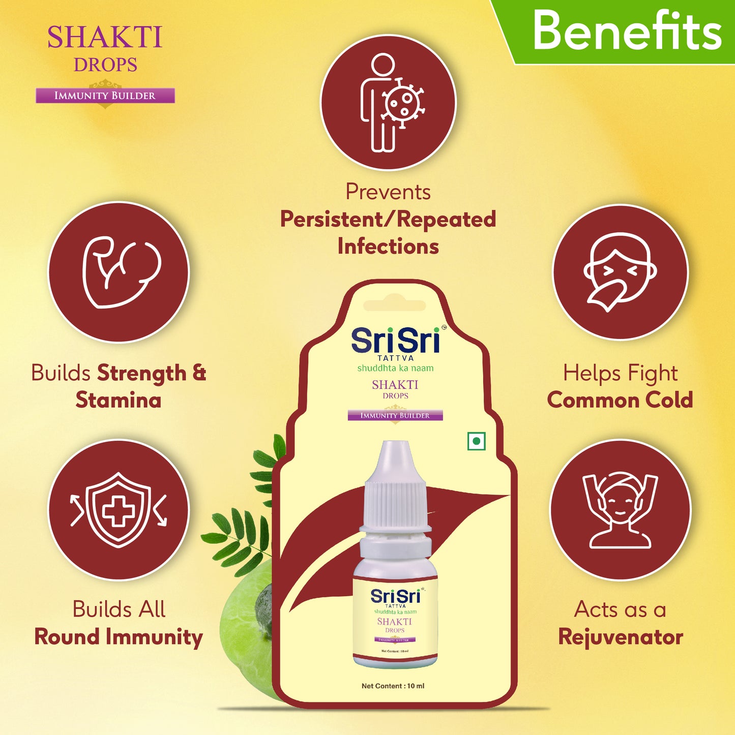 Shakti Drops - Ayurvedic Immunity Booster For All | Best For Strength & Stamina, Relief From Cold & Sore Throat | 10 ml