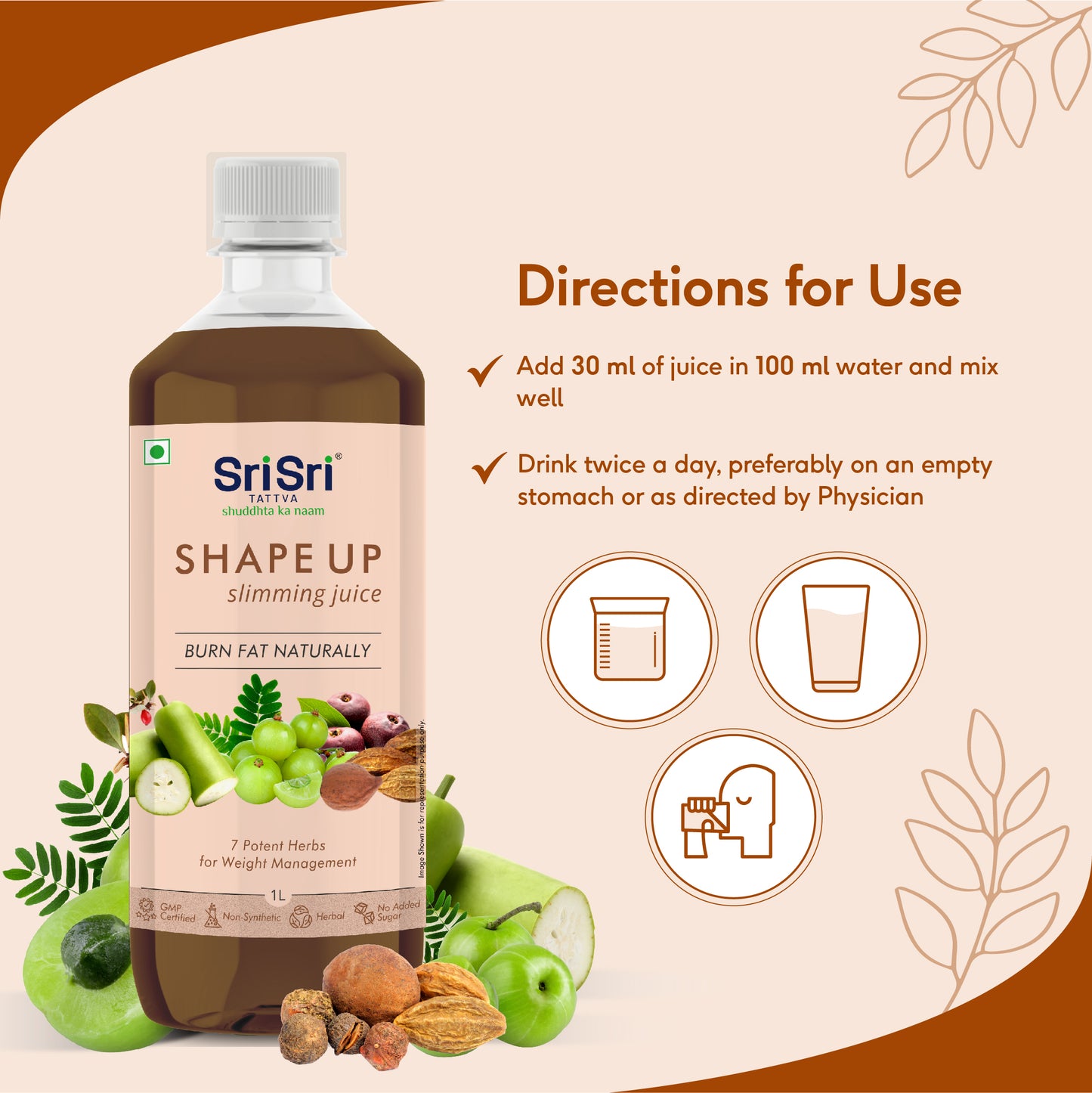 Shape Up Slimming Juice - Burn Fat Naturally | 7 Potent Herbs For Weight Management | 1 L