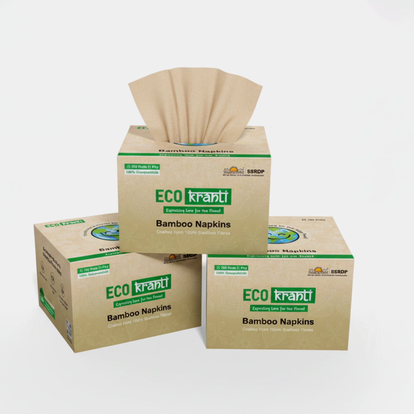 Eco Kranti – Bamboo Facial Tissue Napkins | 100 Pulls x 3 Packs | 100% Natural & Eco-friendly | Biodegradable, Compostable