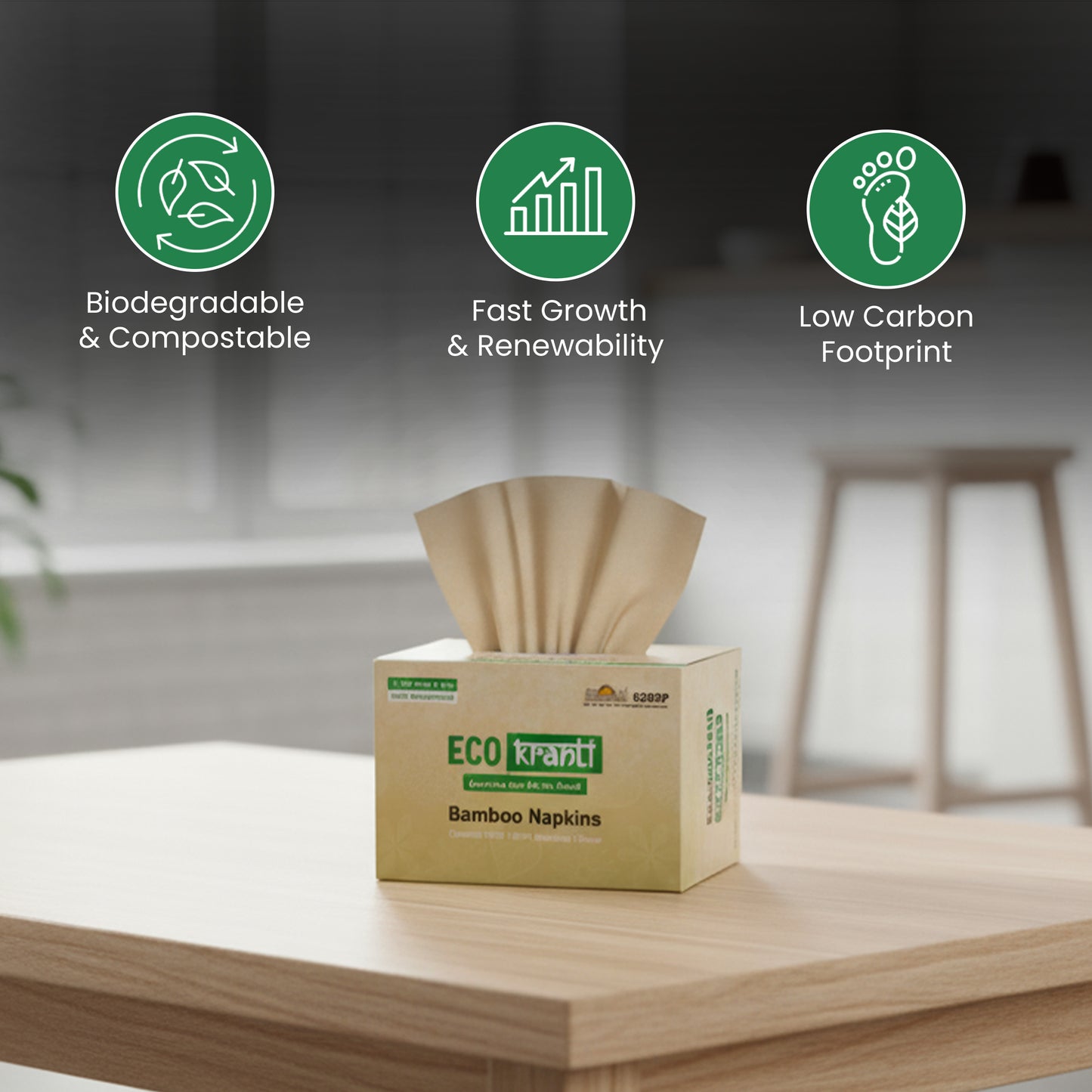 Eco Kranti – Bamboo Facial Tissue Napkins | 100 Pulls x 3 Packs | 100% Natural & Eco-friendly | Biodegradable, Compostable