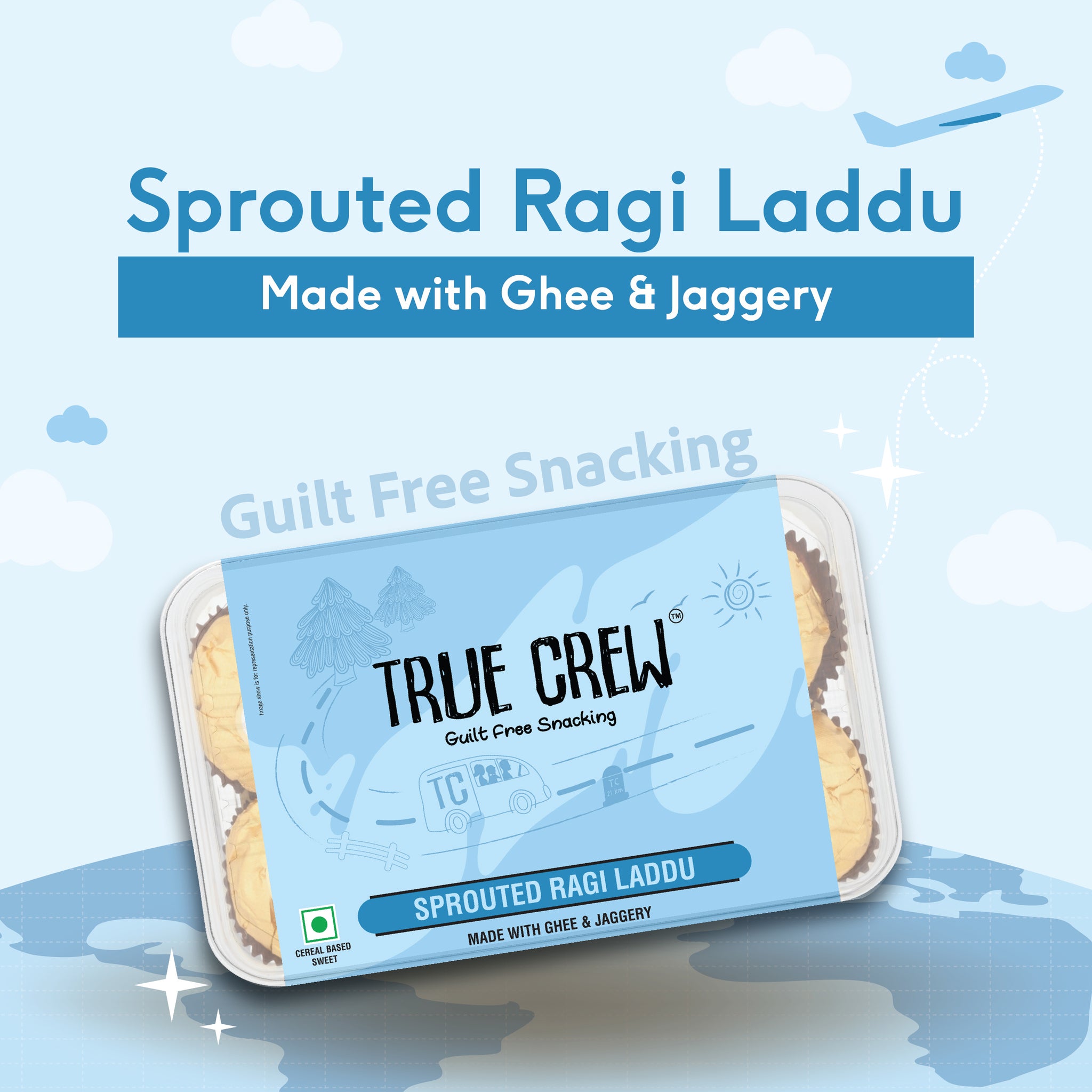TRUE CREW Sprouted Ragi Laddu, 180 g Sri Sri Tattva