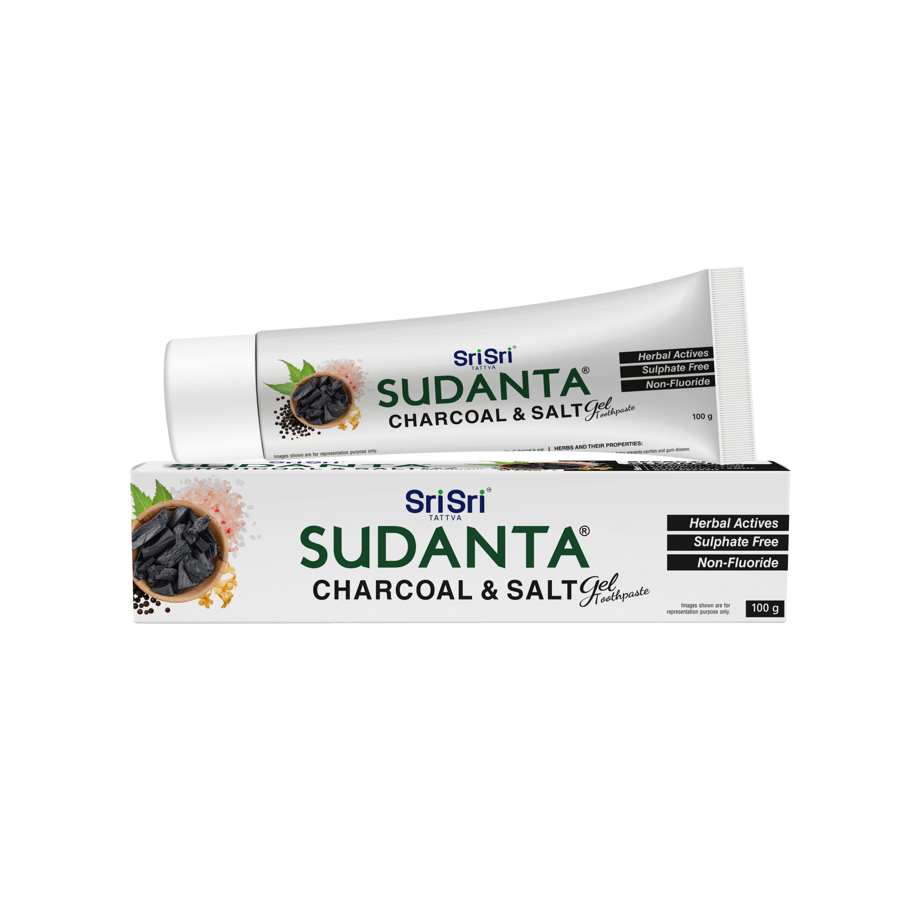 Sudanta Gel Toothpaste With Charcoal & Salt | SLS Free | Non - Fluoride | 100% Vegetarian, 100 g