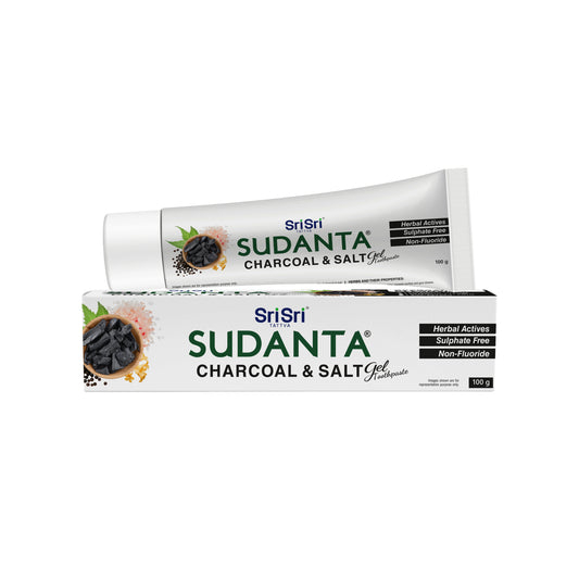 Sudanta Gel Toothpaste With Charcoal & Salt | SLS Free | Non - Fluoride | 100% Vegetarian, 100 g