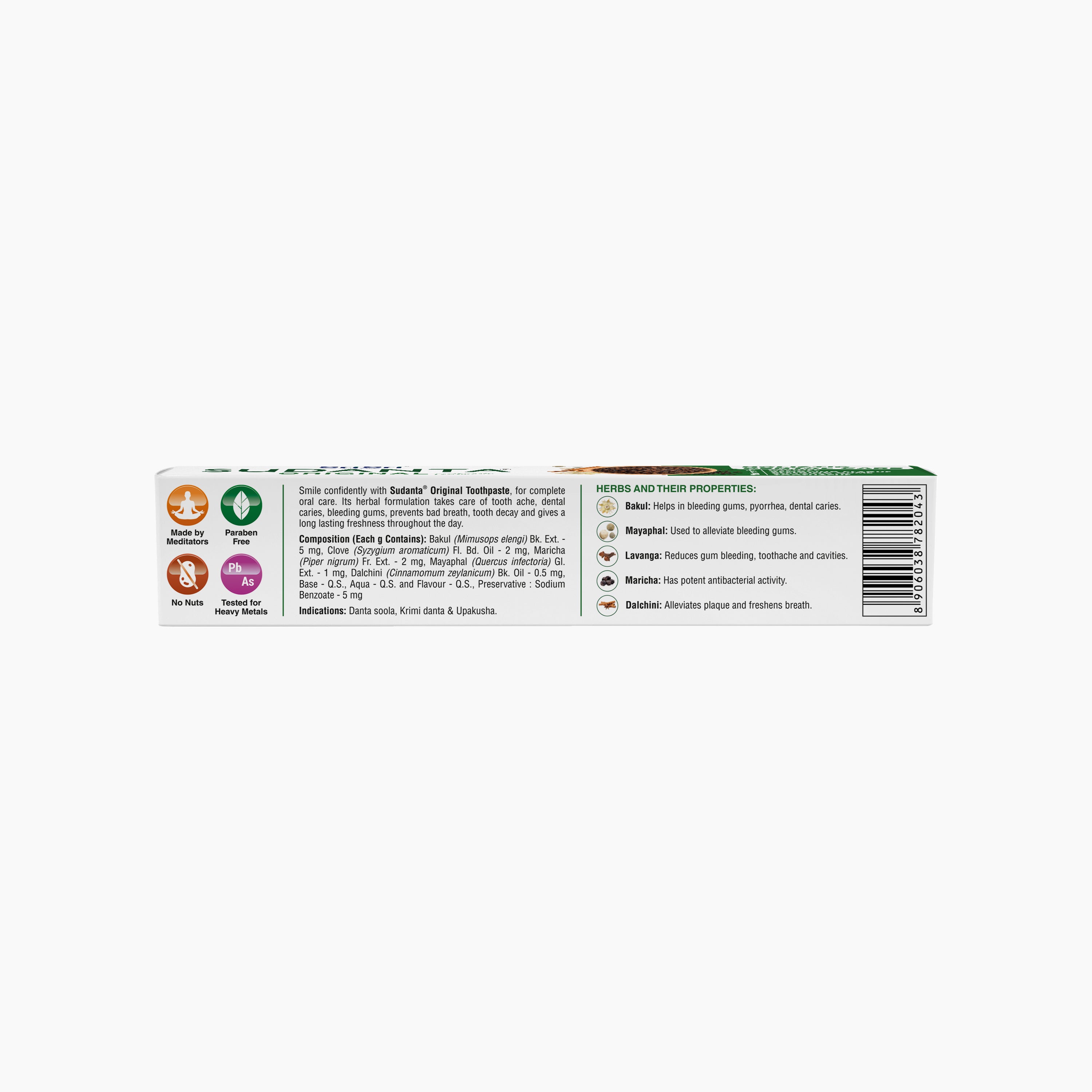 Sudanta Original Toothpaste - Non - Fluoride - 100% Vegetarian, 50 g