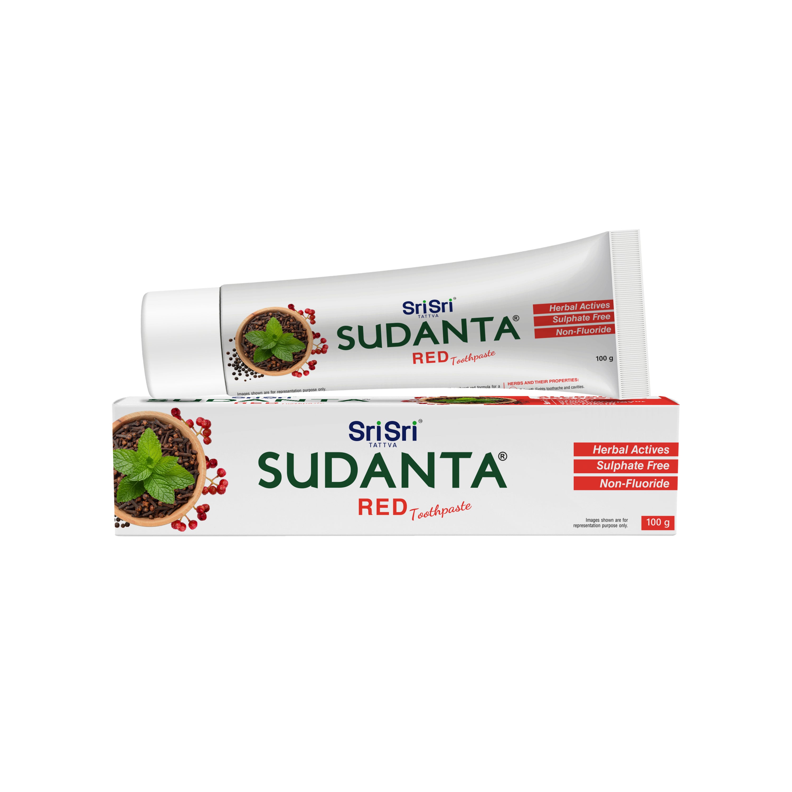Sudanta Red Toothpaste - Non - Fluoride - 100% Vegetarian, 100 g