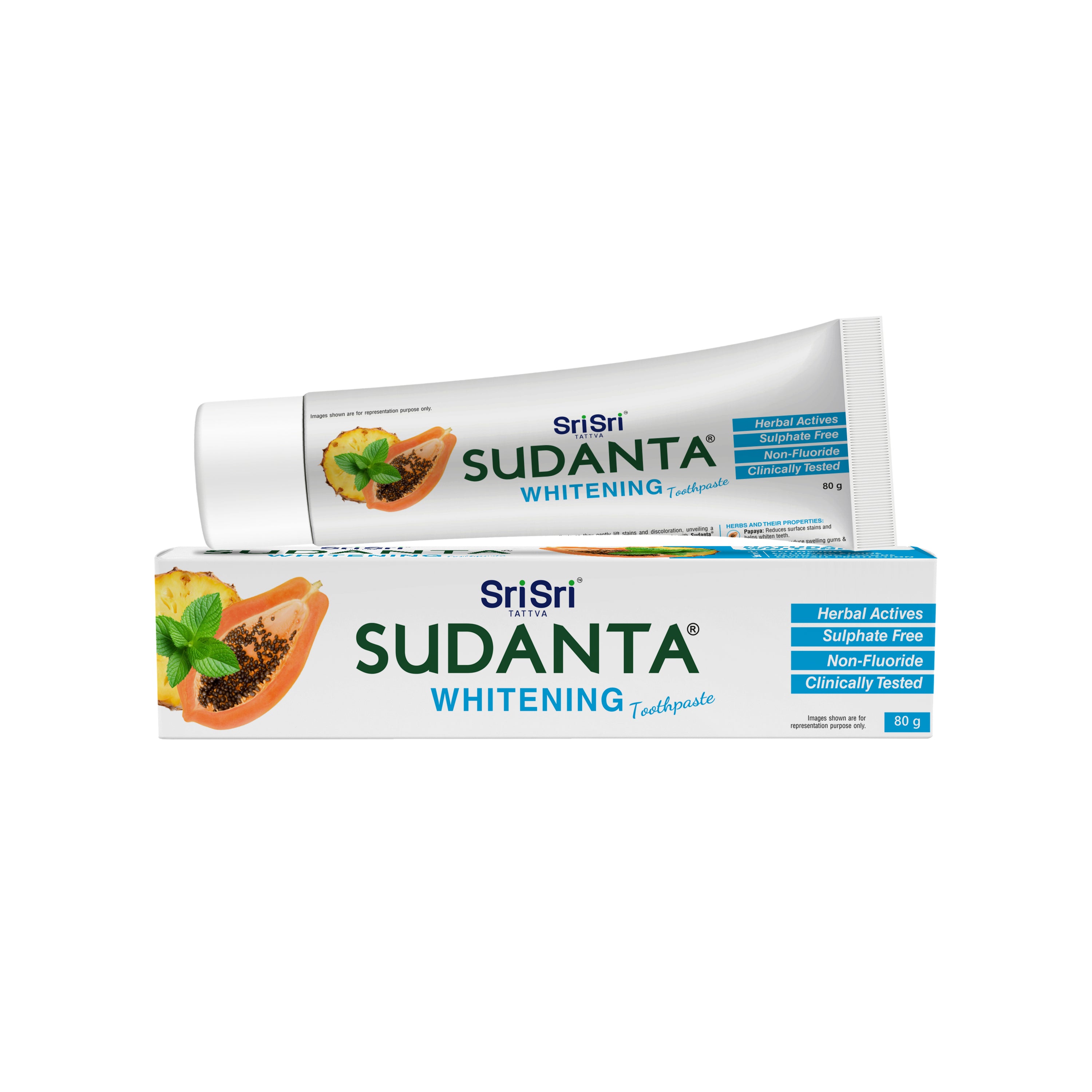 Sudanta Whitening Toothpaste - Non - Fluoride - 100% Vegetarian, 80 g