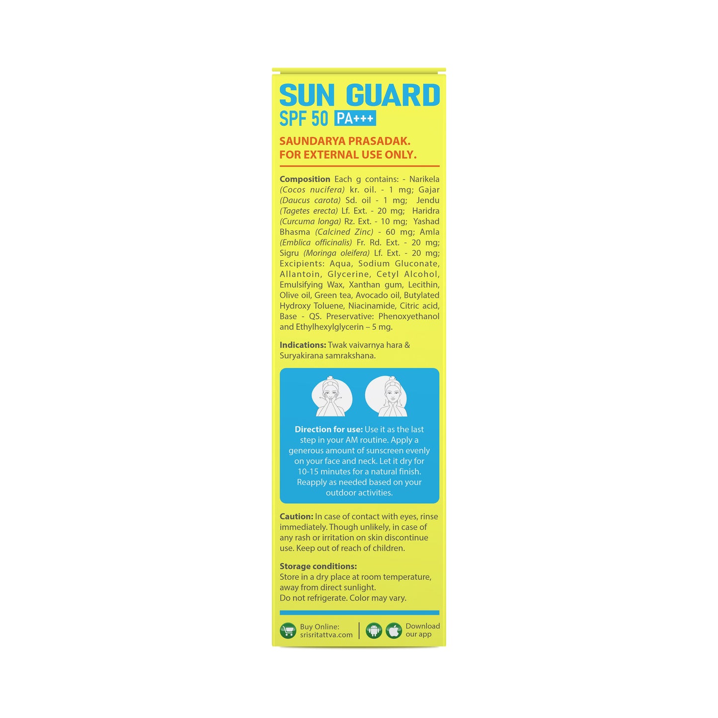 Sunguard, SPF 50 PA +++ | With Anti Oxidants Moringa, Carrot Seed Oil & Turmeric | 50 g